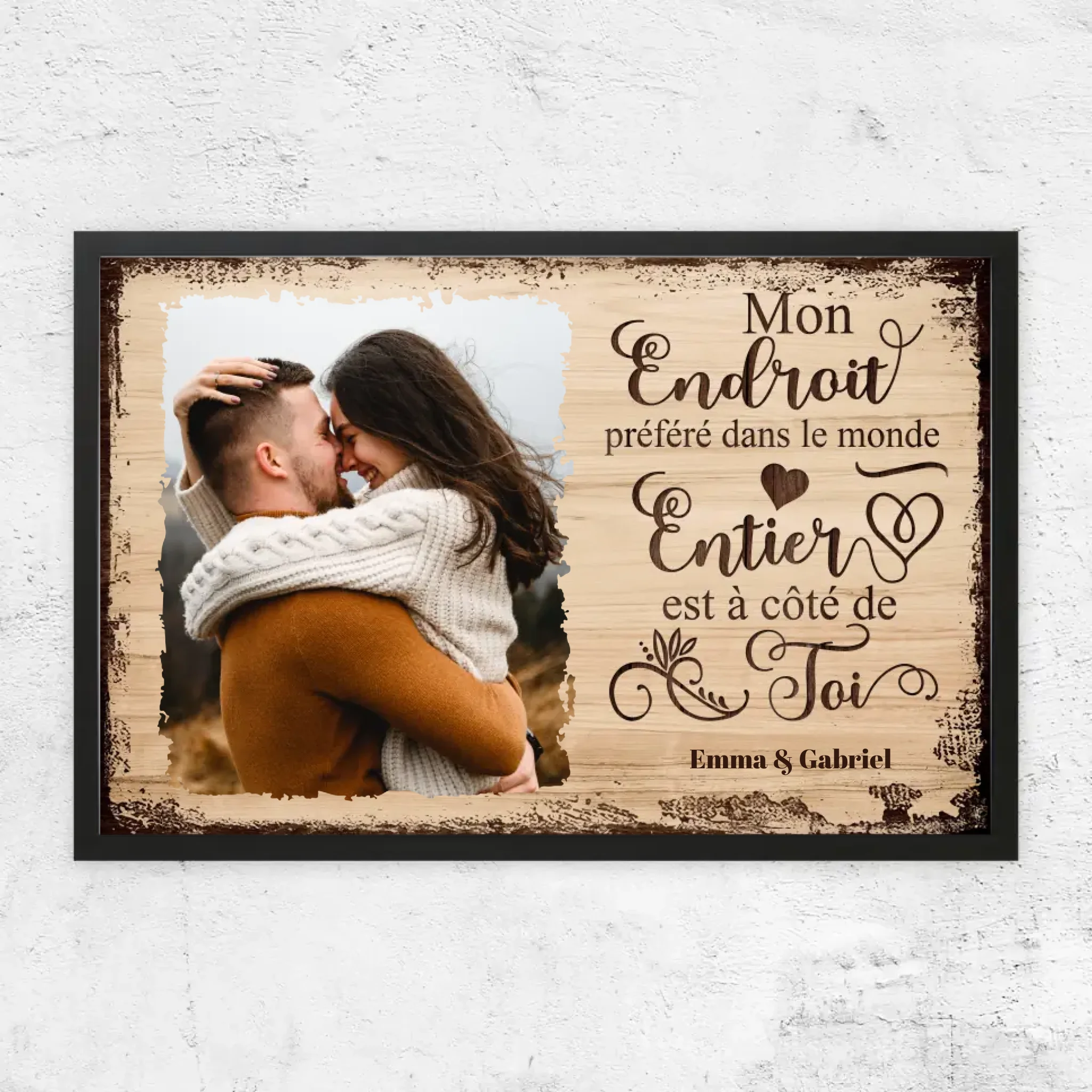 Poster personnalisé “Mon endroit préféré est à côté de toi avec photo”