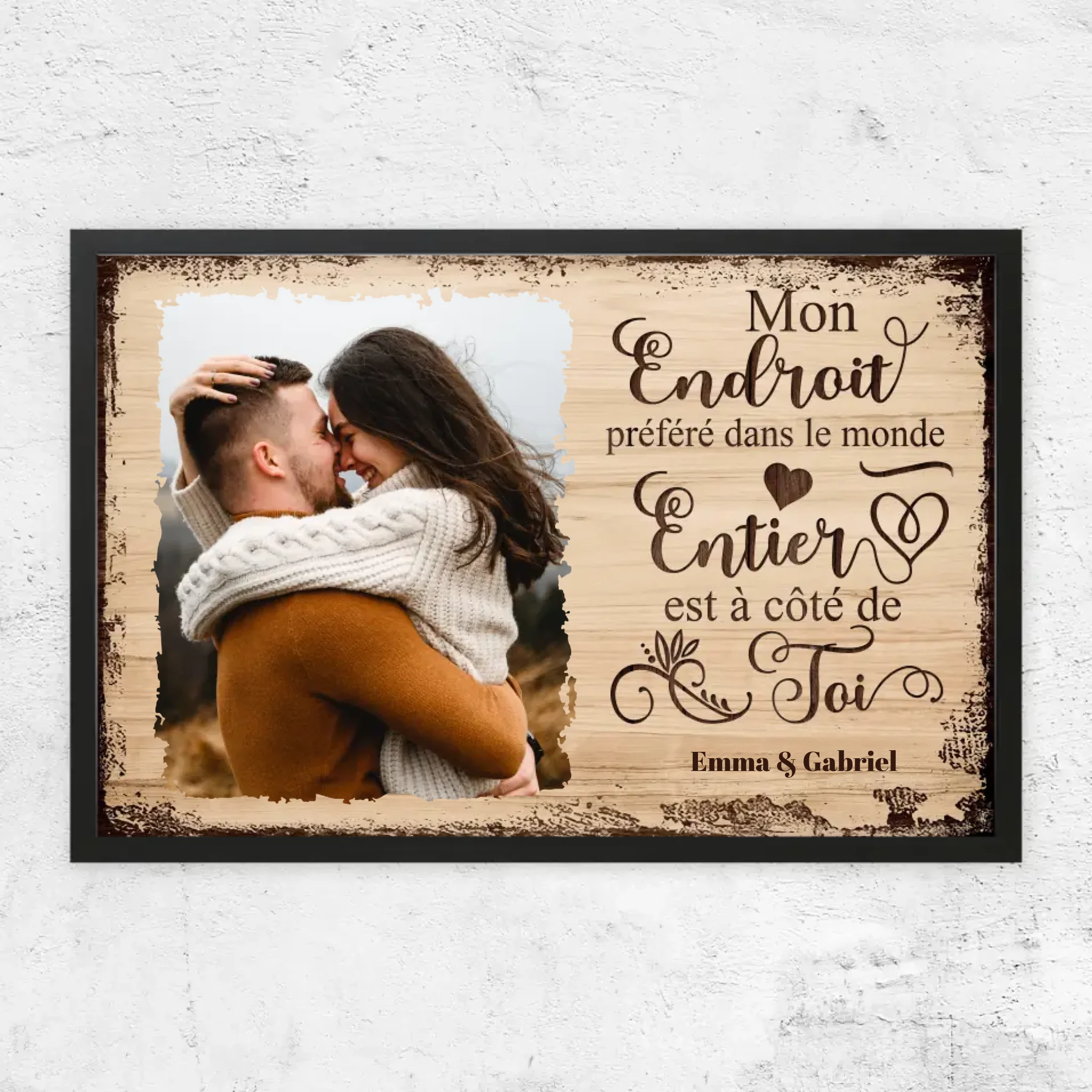 Poster personnalisé “Mon endroit préféré est à côté de toi avec photo”