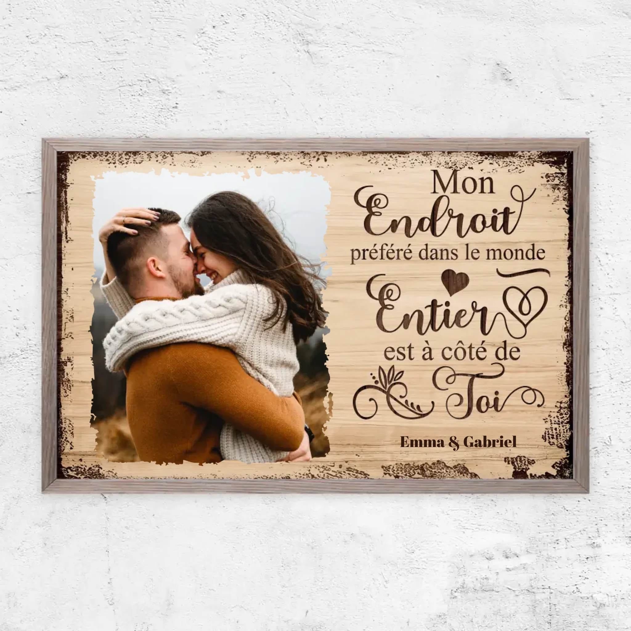 Poster personnalisé “Mon endroit préféré est à côté de toi avec photo”