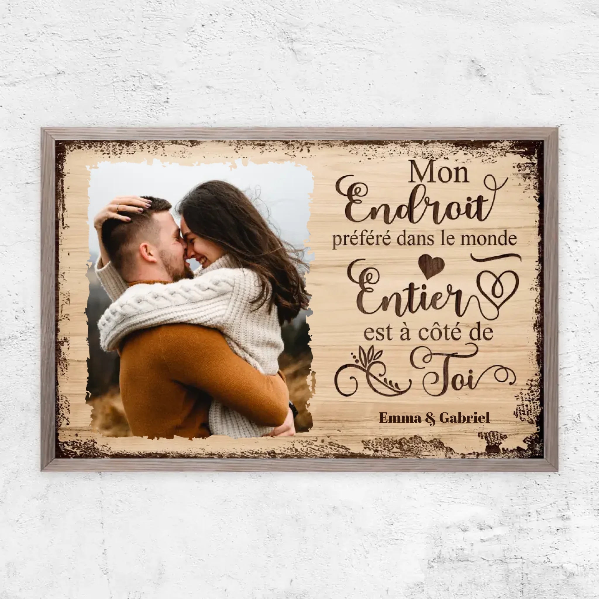 Poster personnalisé “Mon endroit préféré est à côté de toi avec photo”