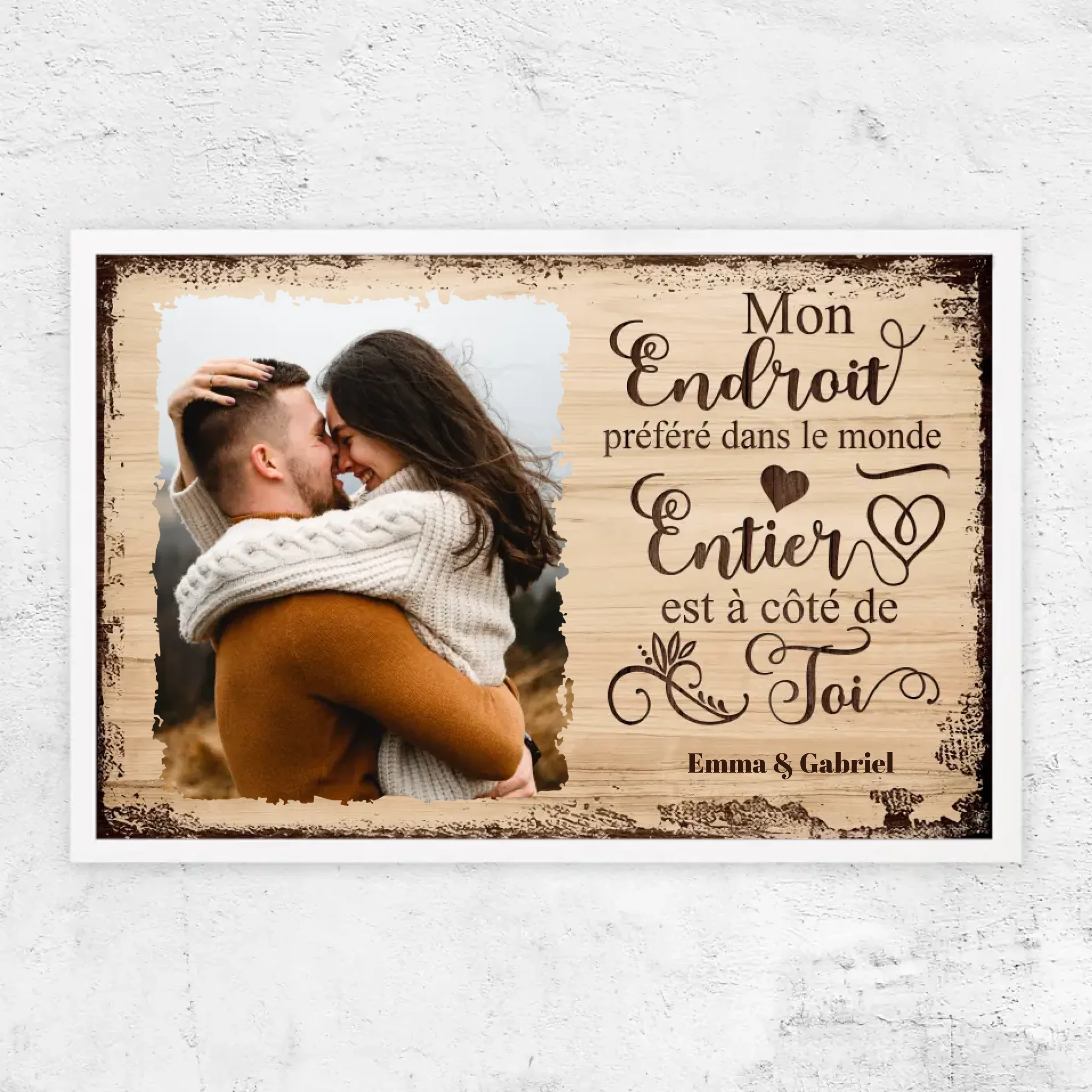 Poster personnalisé “Mon endroit préféré est à côté de toi avec photo”