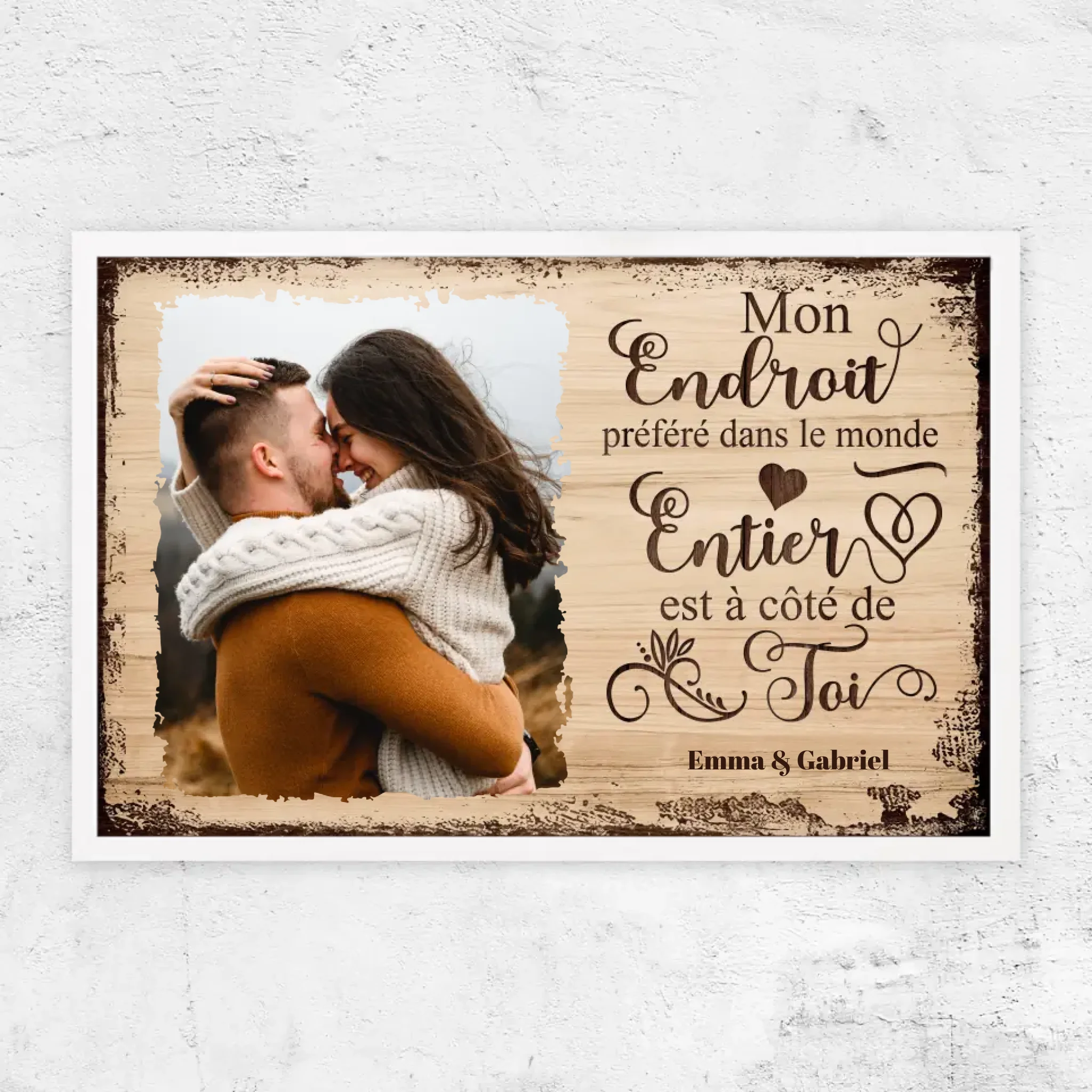 Poster personnalisé “Mon endroit préféré est à côté de toi avec photo”