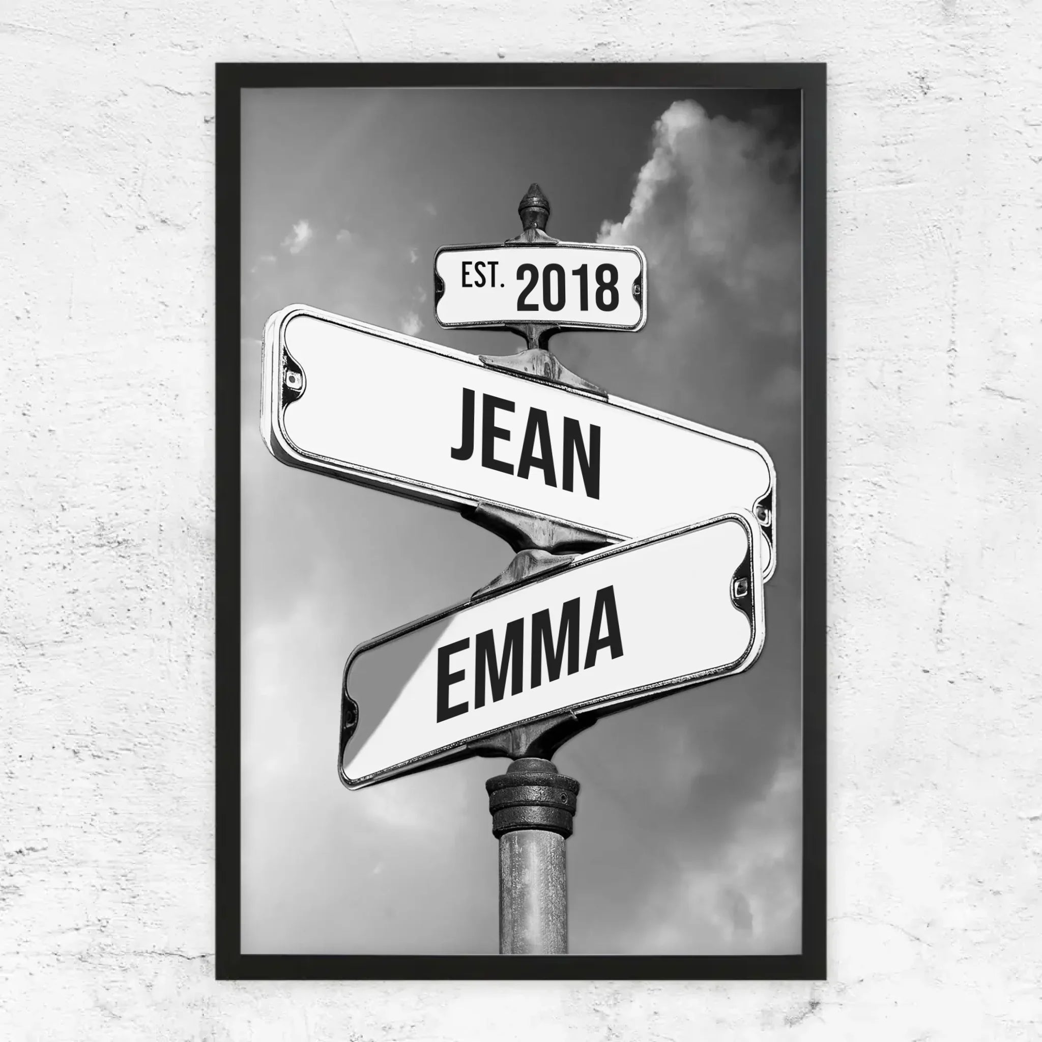 Poster personnalisé "Panneau de signalisation vintage pour couples"