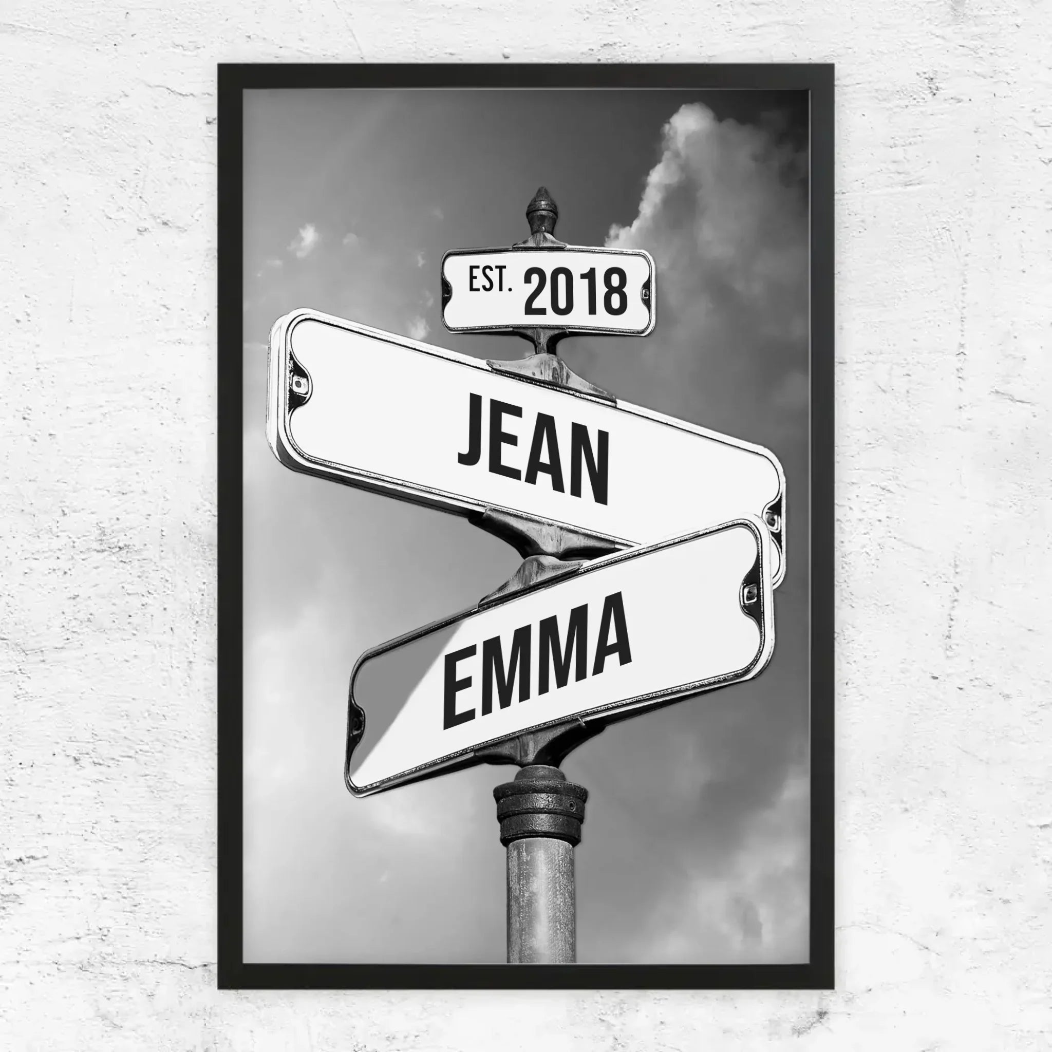 Poster personnalisé "Panneau de signalisation vintage pour couples"