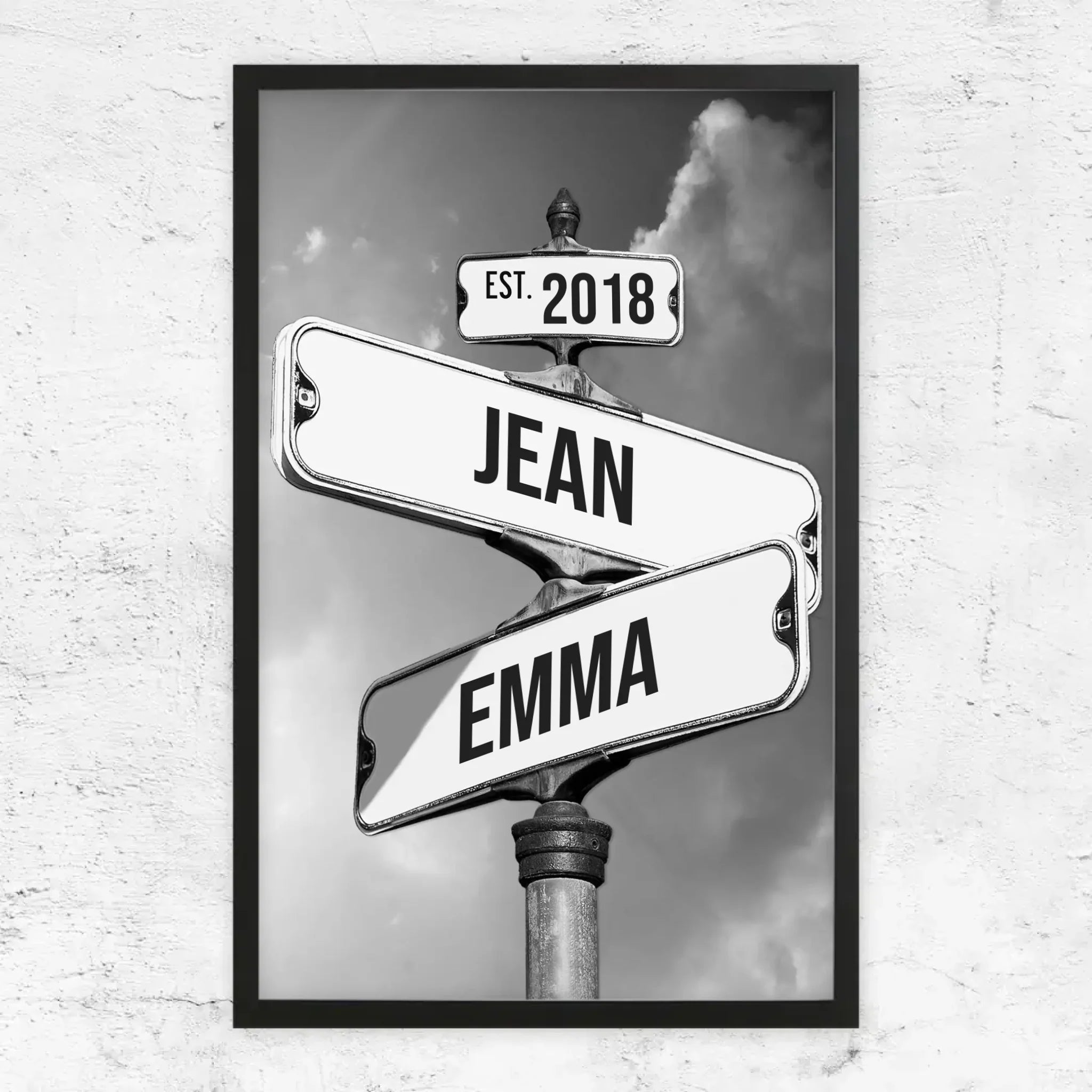 Poster personnalisé "Panneau de signalisation vintage pour couples"