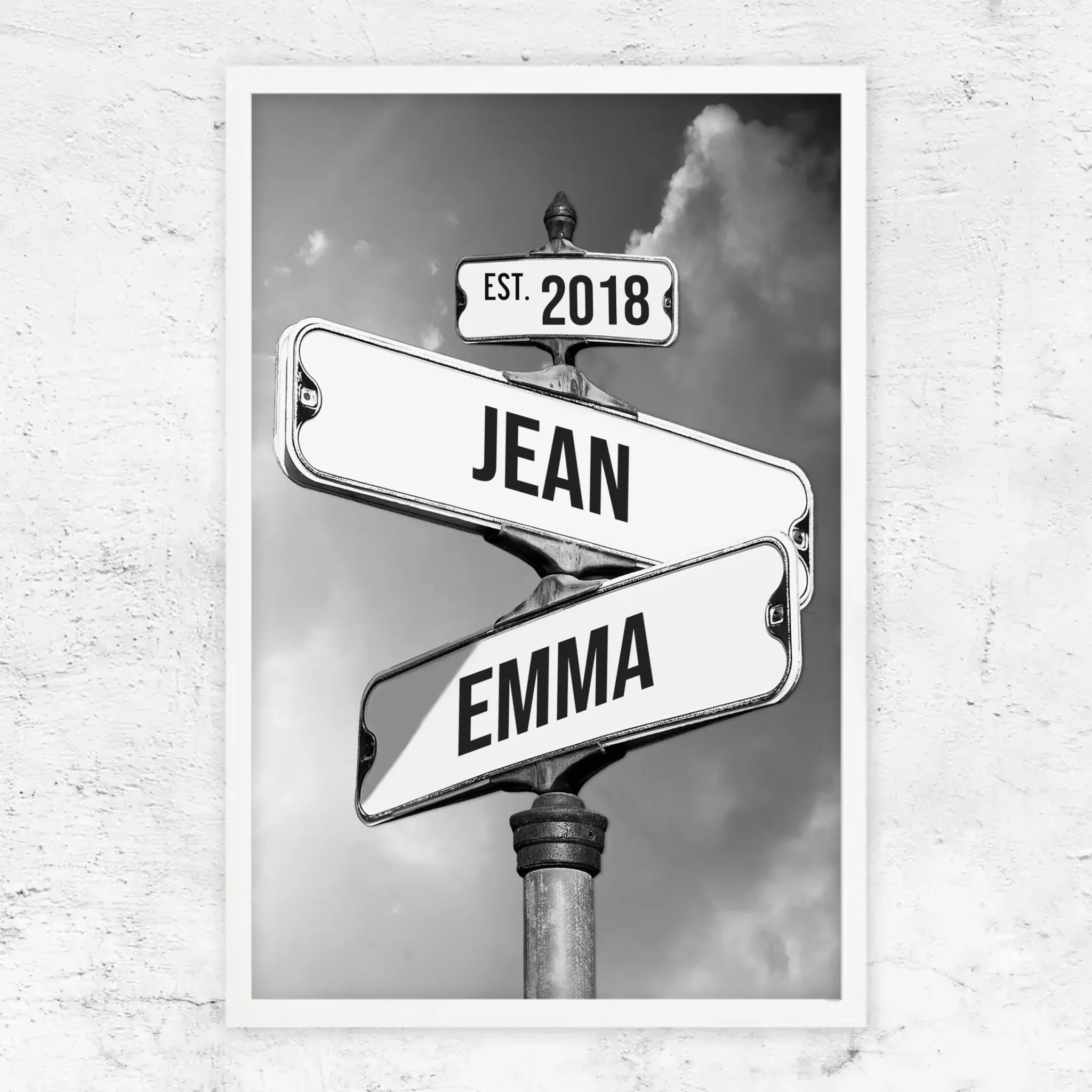 Poster personnalisé "Panneau de signalisation vintage pour couples"