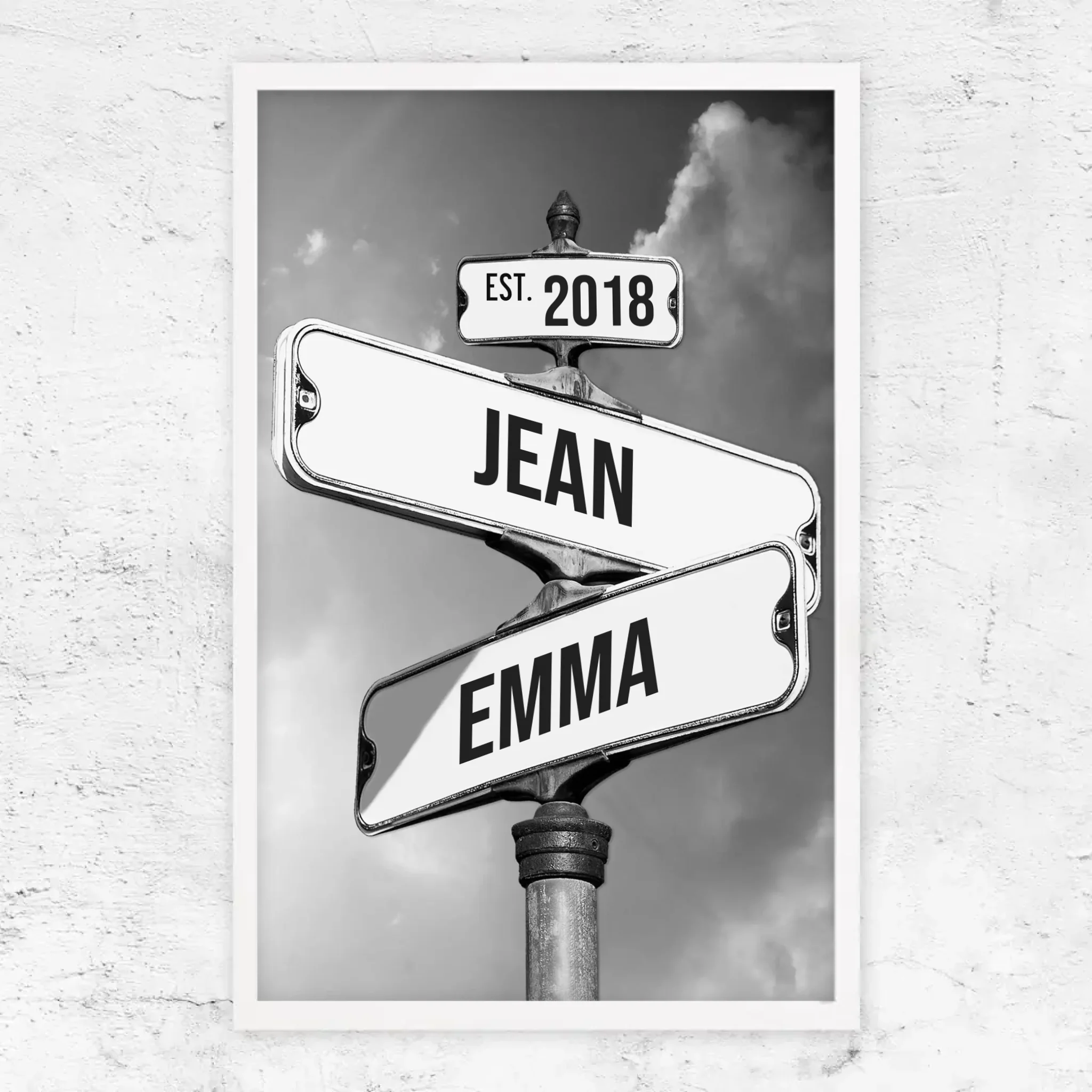 Poster personnalisé "Panneau de signalisation vintage pour couples"