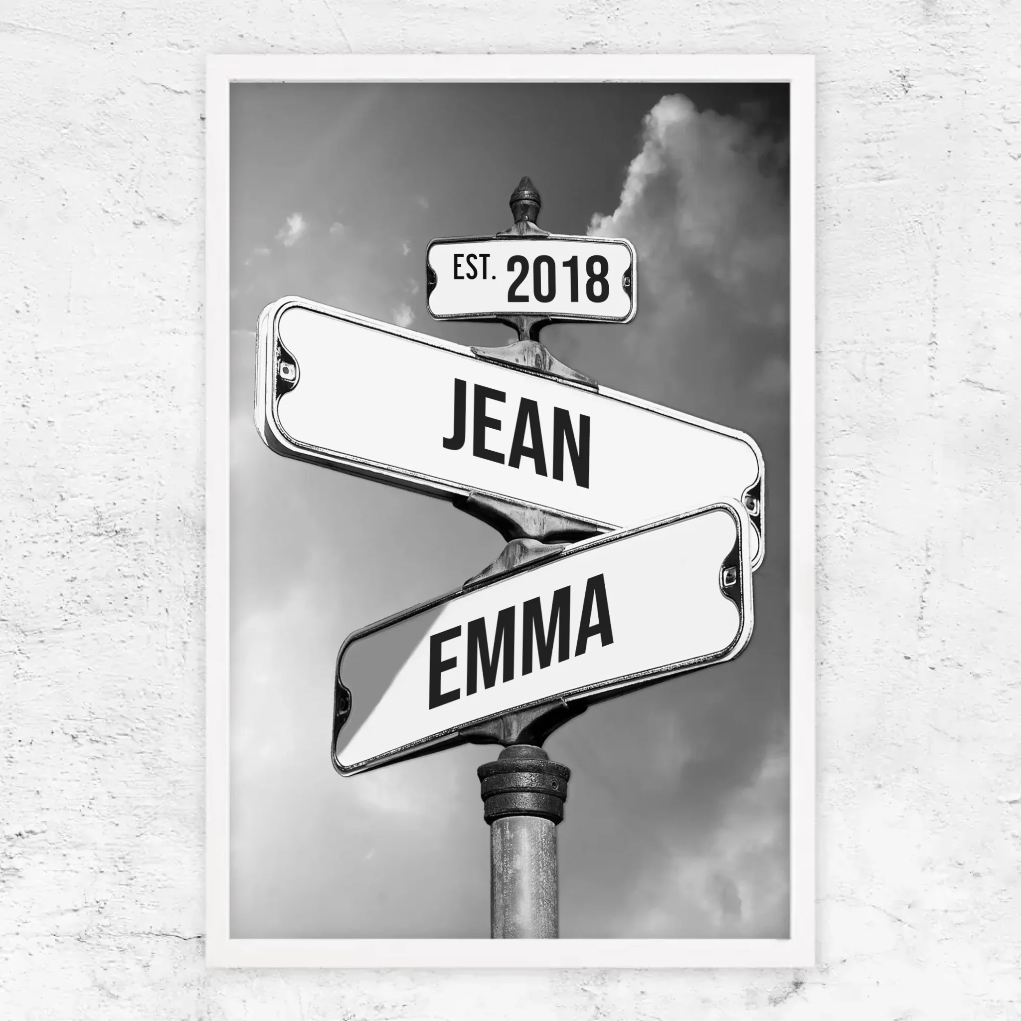 Poster personnalisé "Panneau de signalisation vintage pour couples"