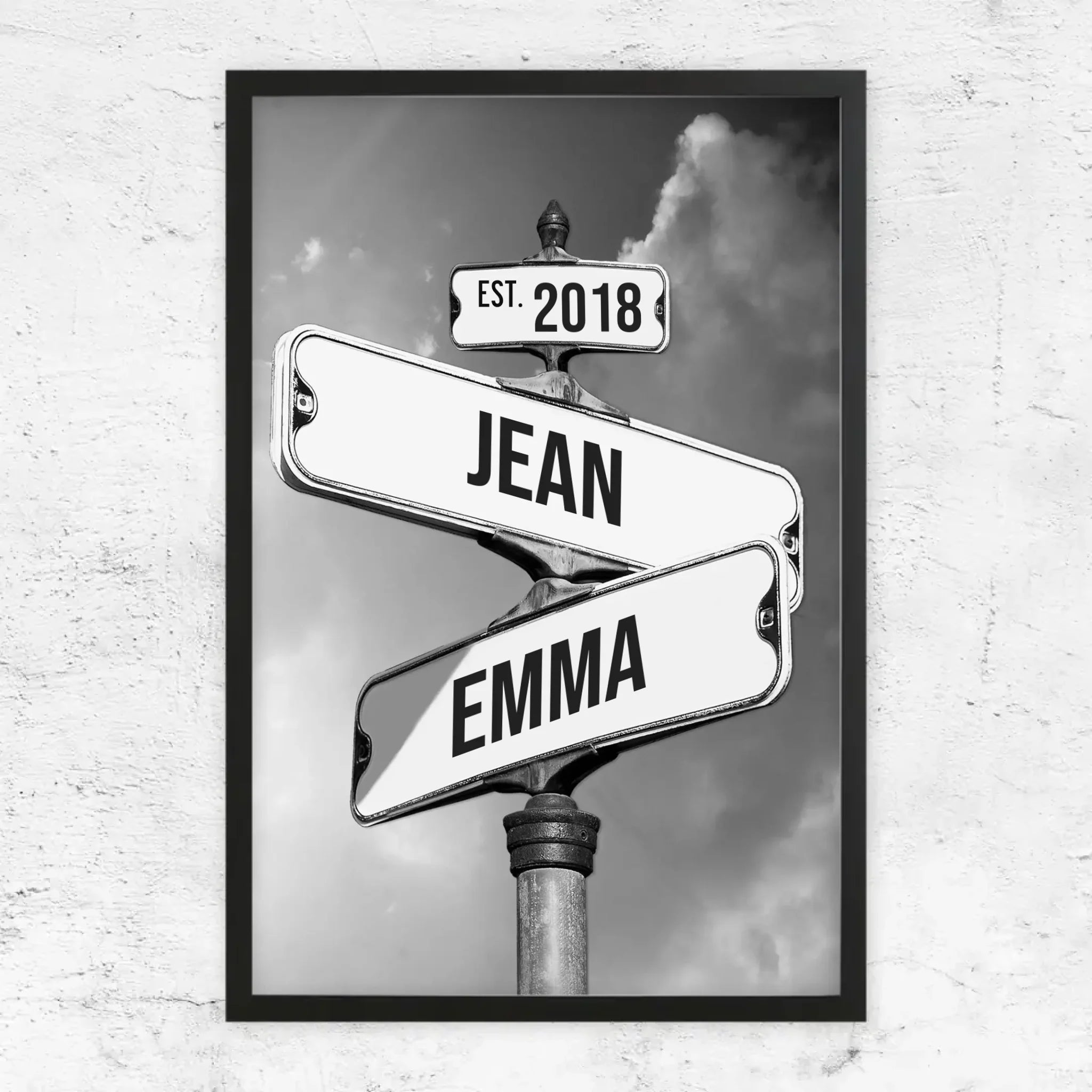 Poster personnalisé "Panneau de signalisation vintage pour couples"