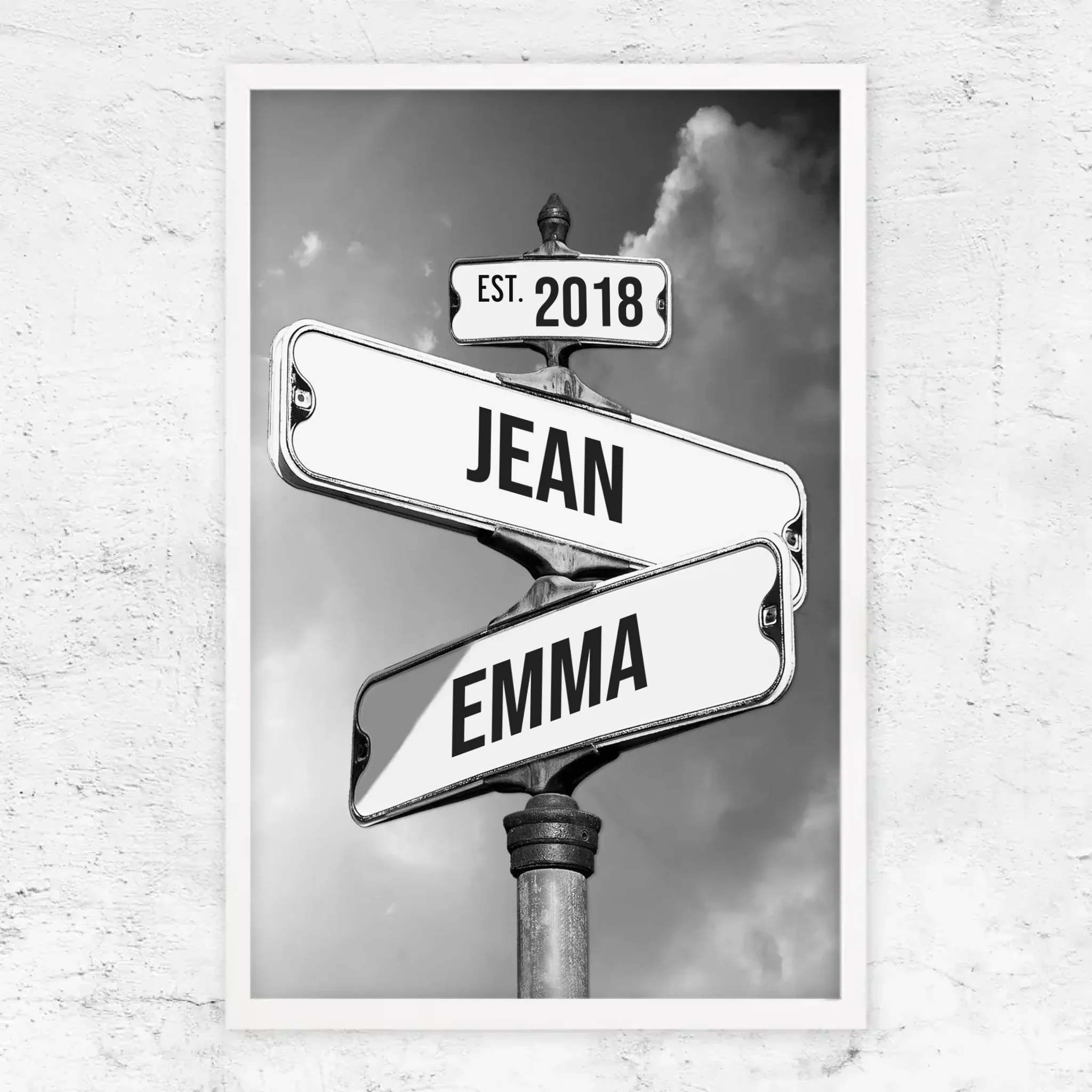 Poster personnalisé "Panneau de signalisation vintage pour couples"