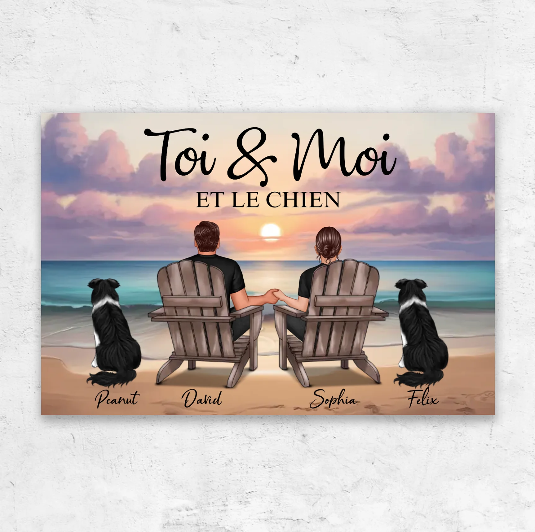 Toile personnalisée “Toi et moi et notre animal de compagnie”