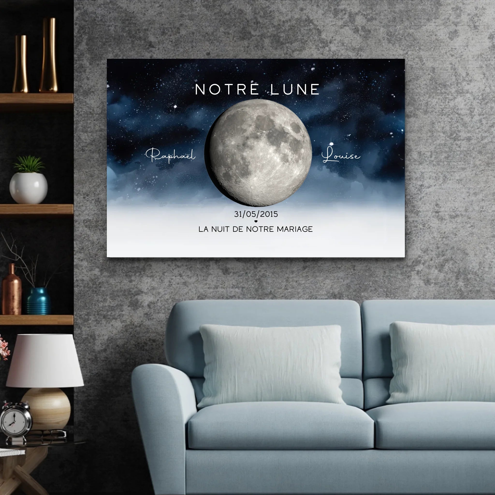 Toile personnalisée "La nuit où nous nous sommes mariés"