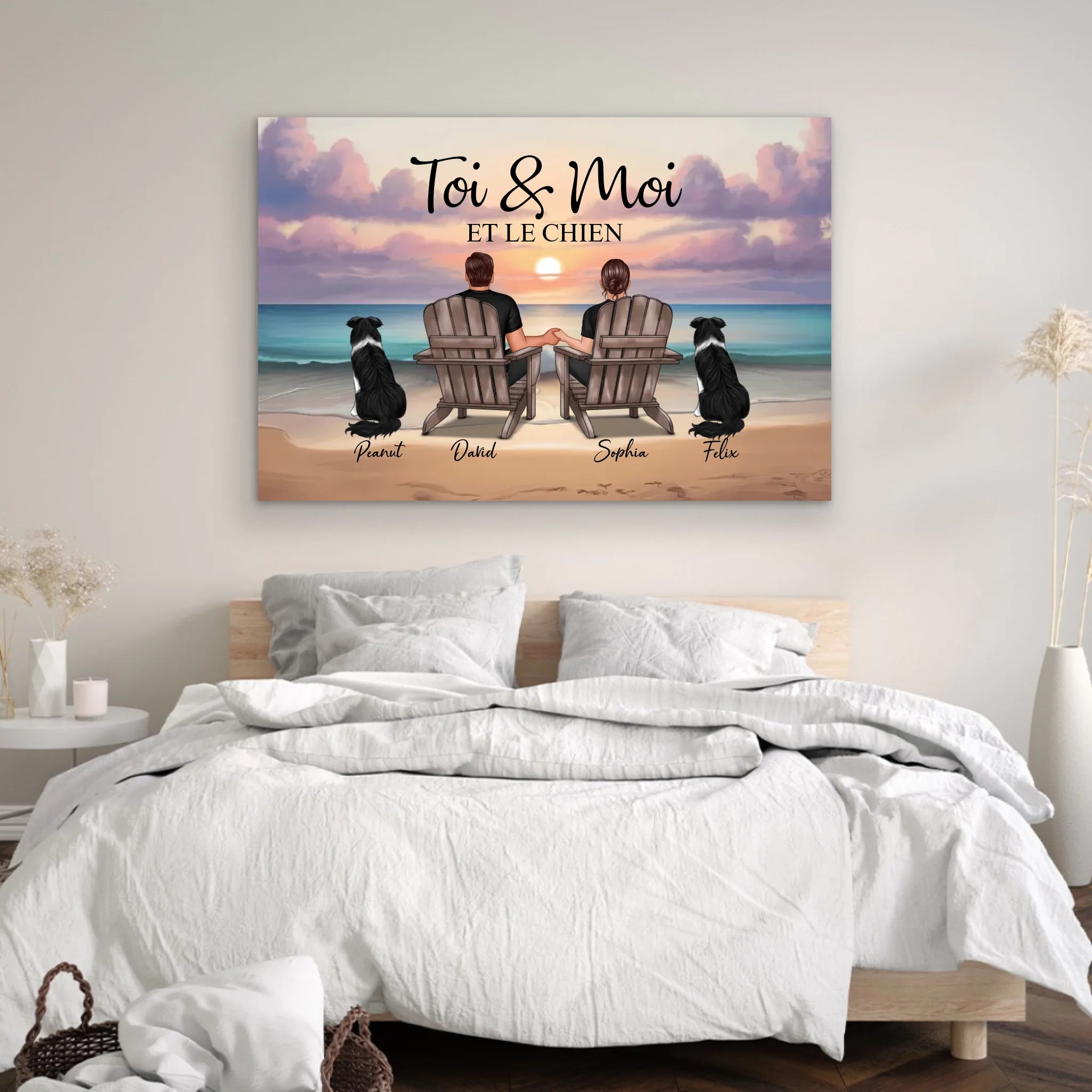 Toile personnalisée “Toi et moi et notre animal de compagnie”