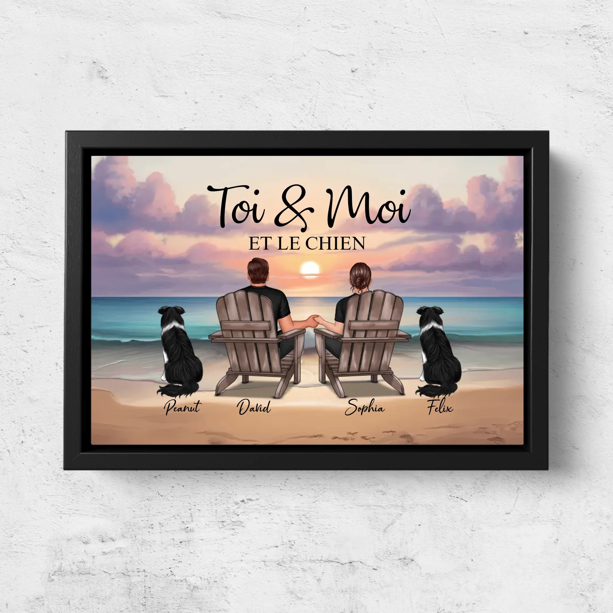 Toile personnalisée “Toi et moi et notre animal de compagnie”