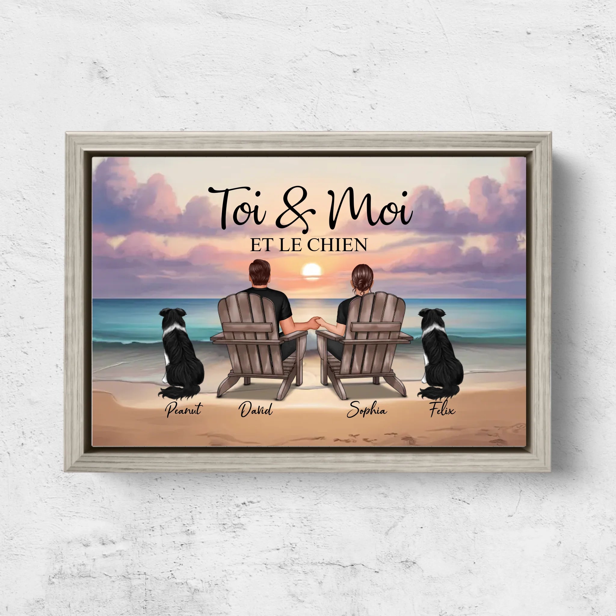 Toile personnalisée “Toi et moi et notre animal de compagnie”
