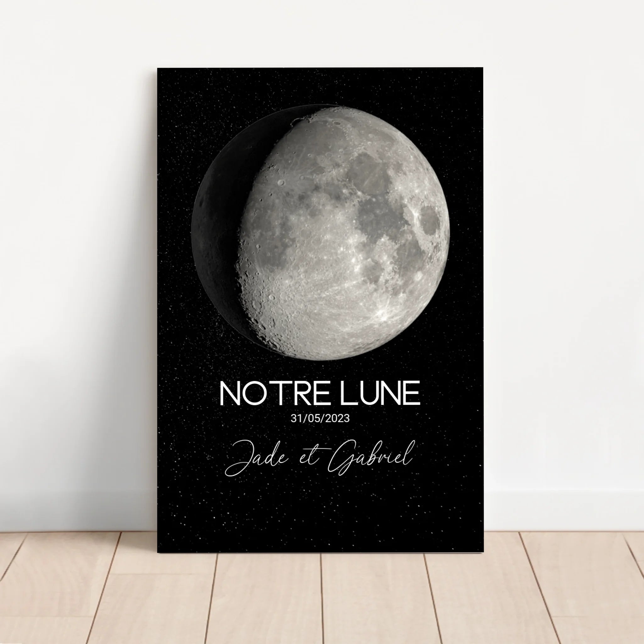 Toile personnalisée "La phase de la lune pour une occasion spéciale"