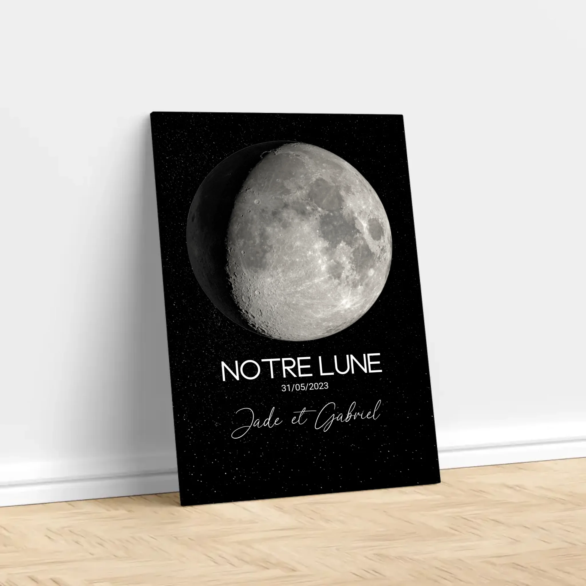 Toile personnalisée "La phase de la lune pour une occasion spéciale"
