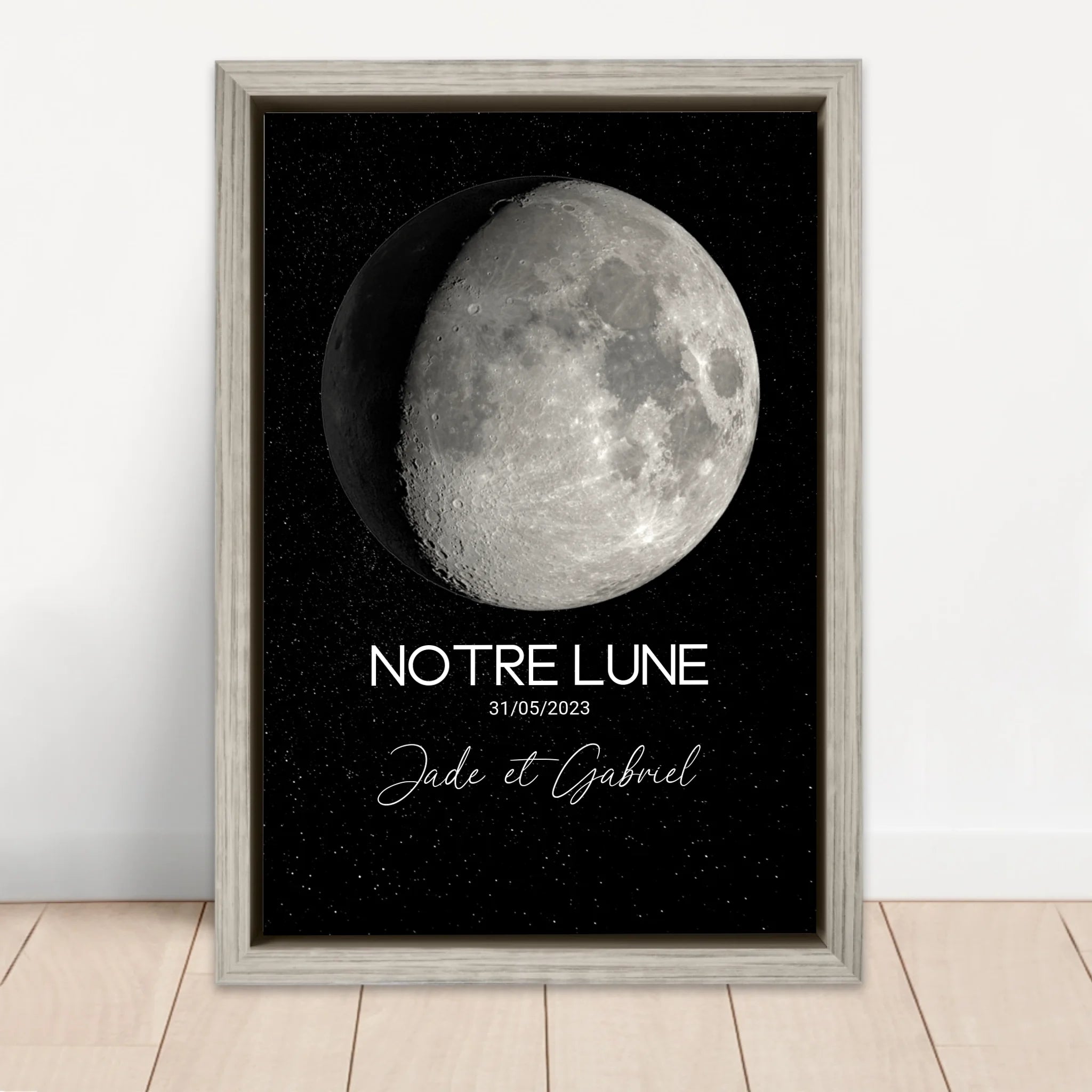 Toile personnalisée "La phase de la lune pour une occasion spéciale"