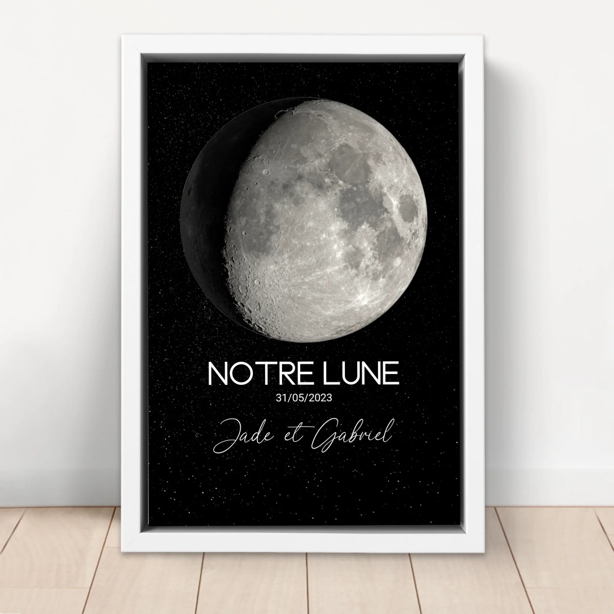 Toile personnalisée "La phase de la lune pour une occasion spéciale"