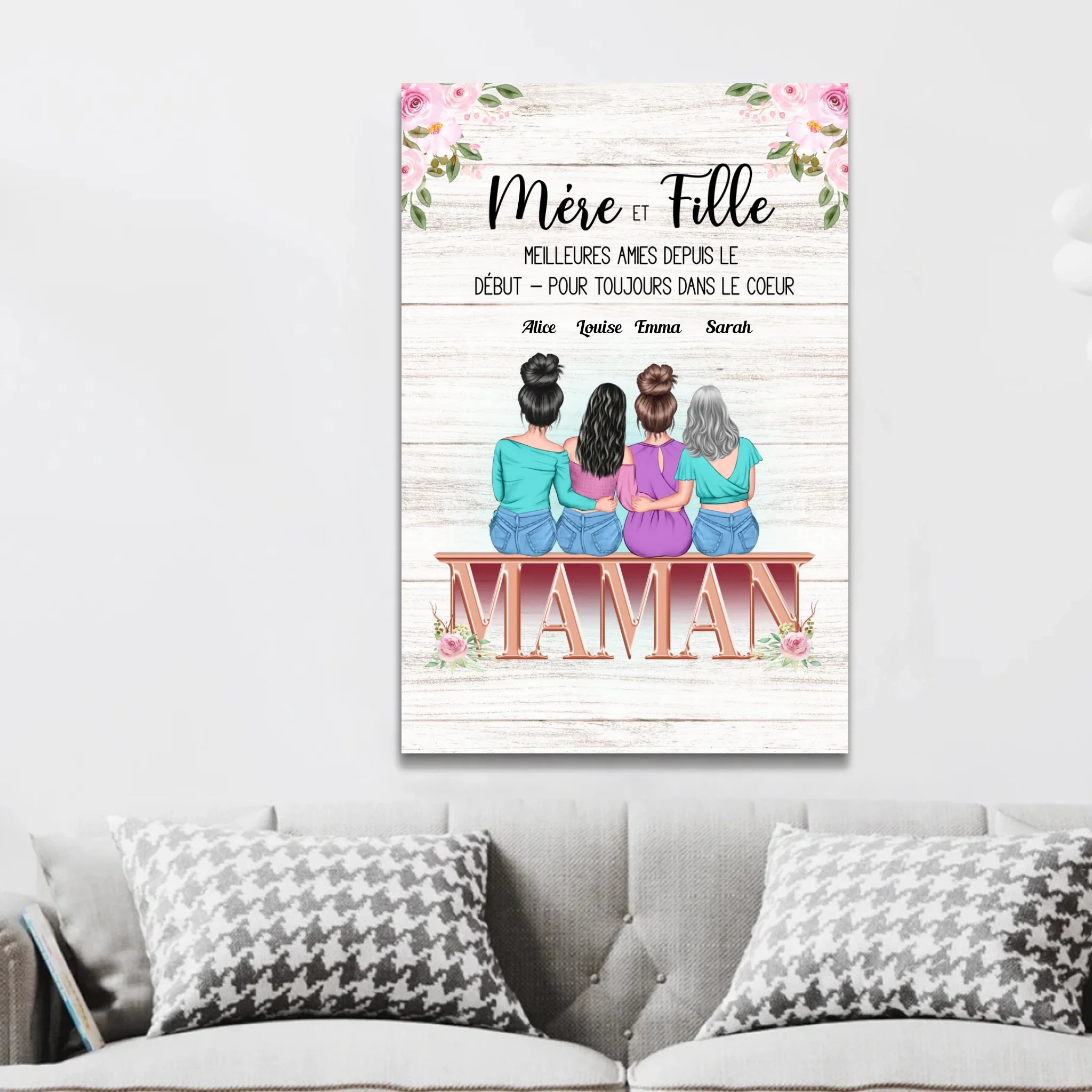 Toile personnalisée "Mère et fille"