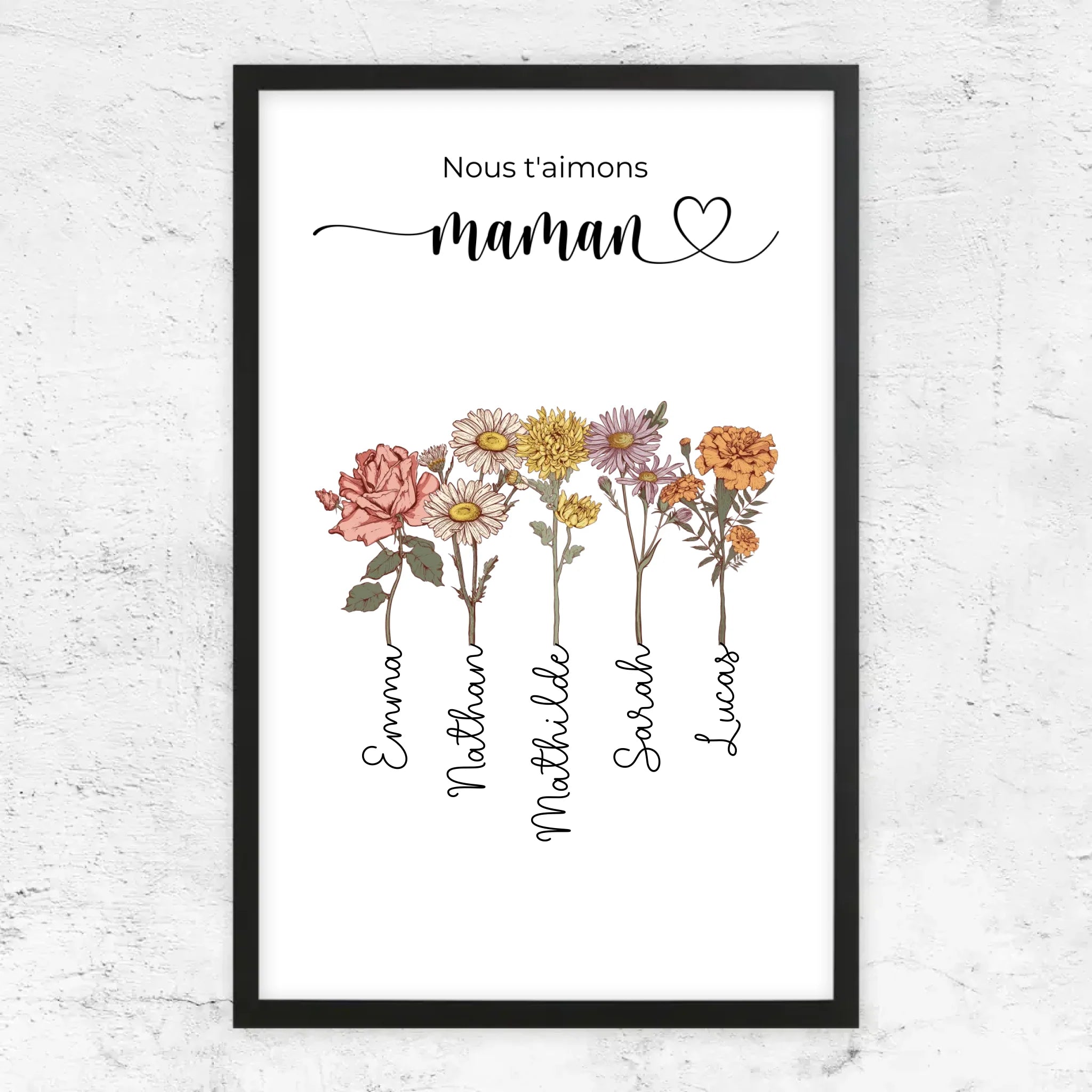 Poster personnalisé "Des fleurs pour maman - Nous t'aimons"