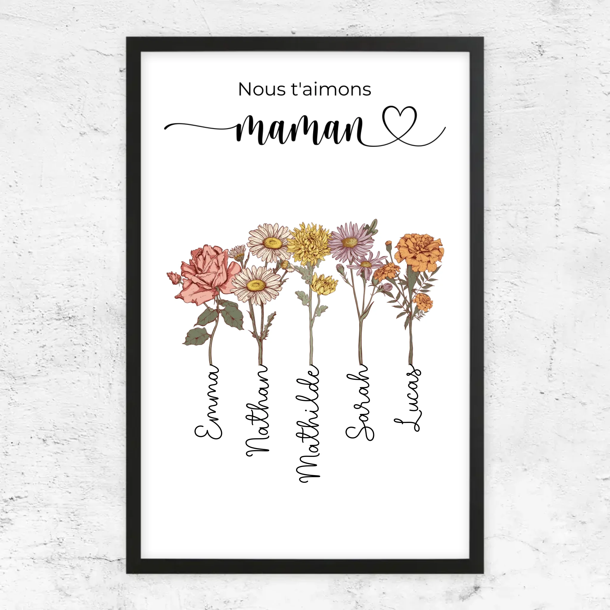 Poster personnalisé "Des fleurs pour maman - Nous t'aimons"