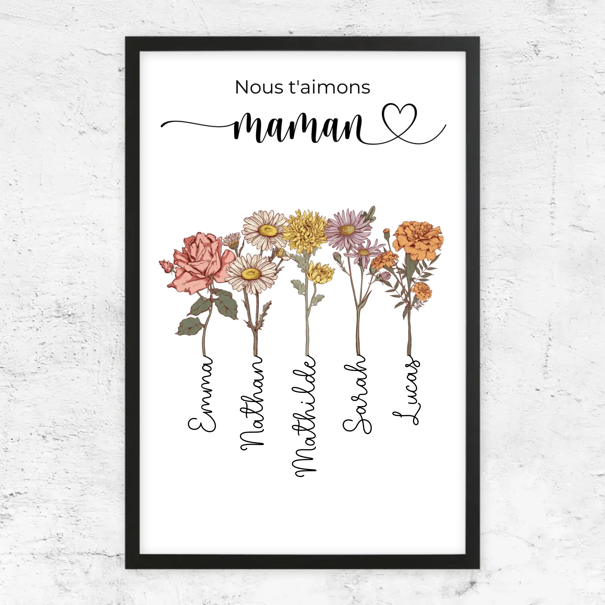 Poster personnalisé "Des fleurs pour maman - Nous t'aimons"