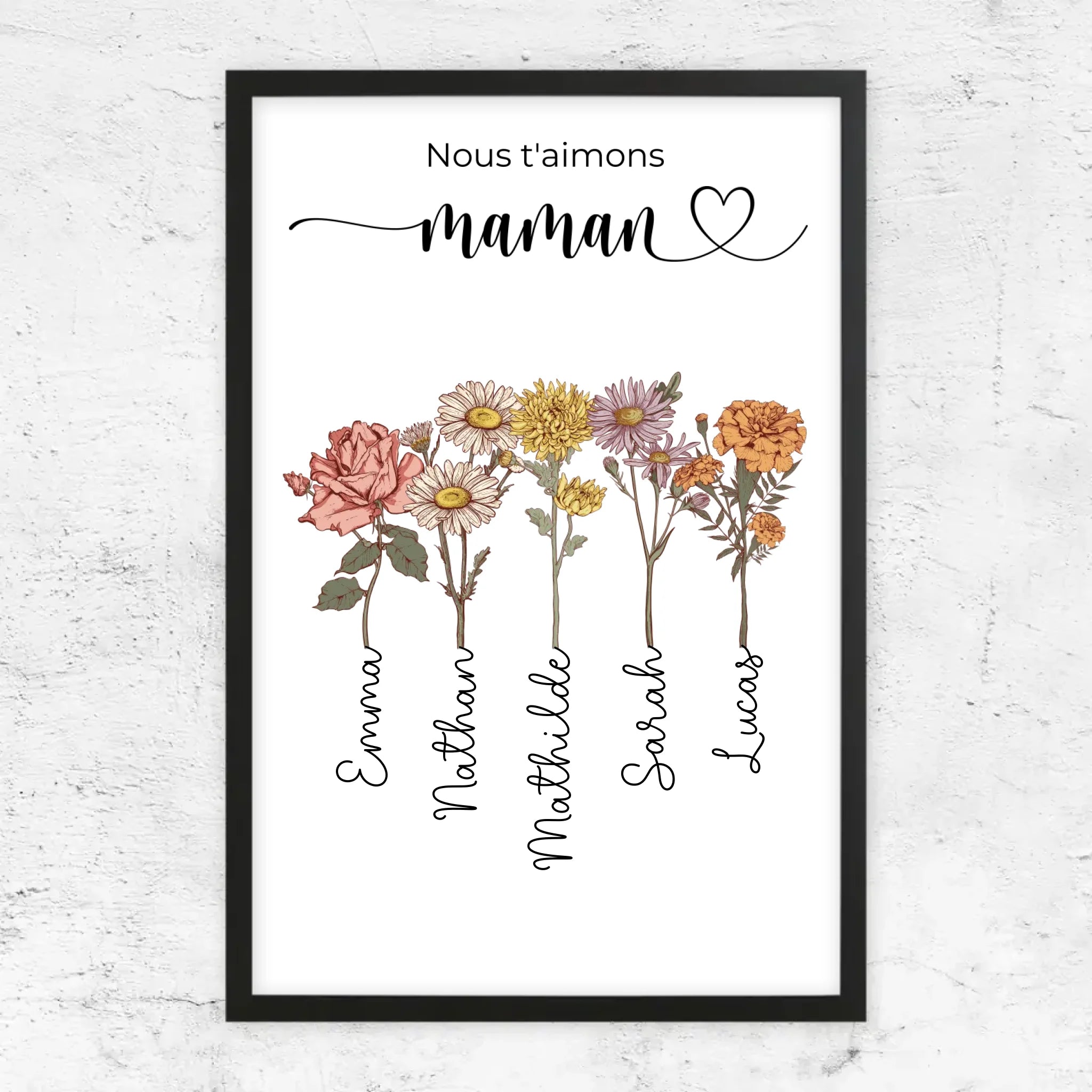Poster personnalisé "Des fleurs pour maman - Nous t'aimons"