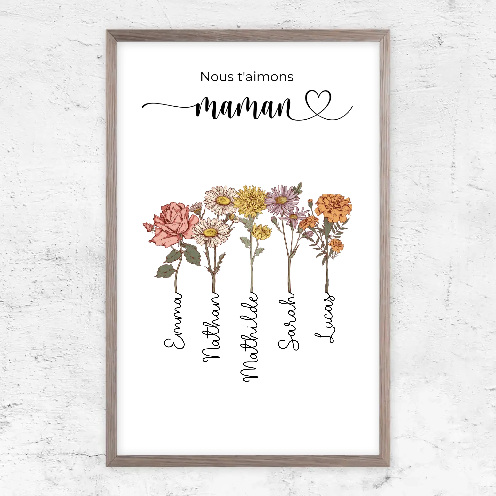 Poster personnalisé "Des fleurs pour maman - Nous t'aimons"
