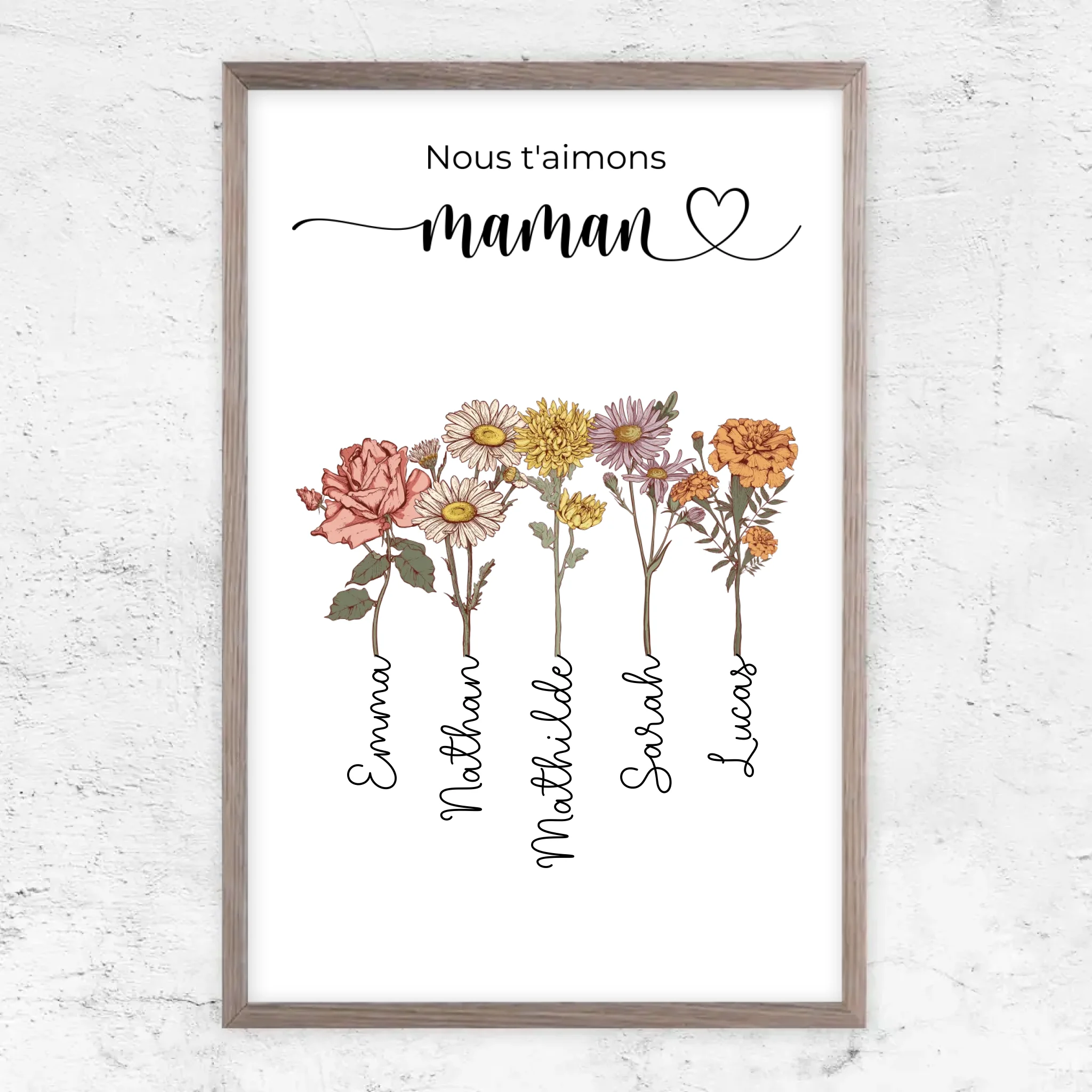 Poster personnalisé "Des fleurs pour maman - Nous t'aimons"