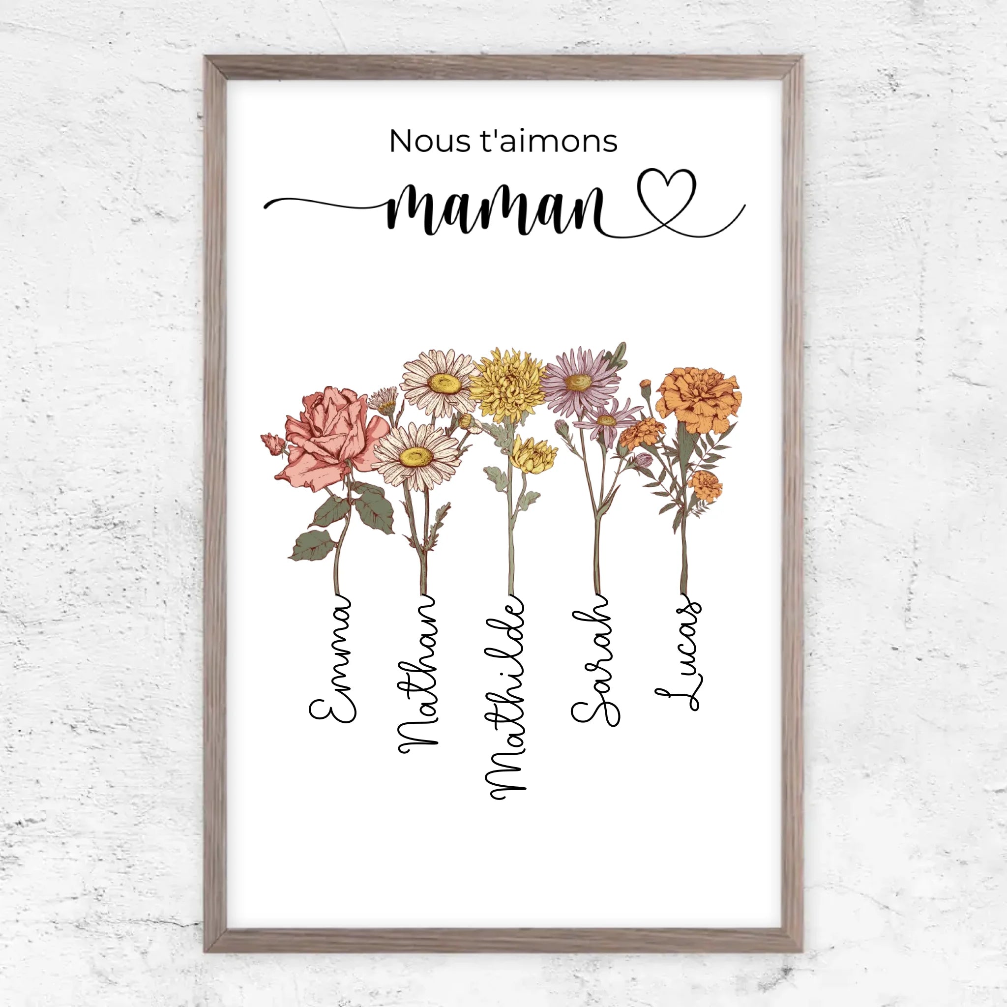 Poster personnalisé "Des fleurs pour maman - Nous t'aimons"
