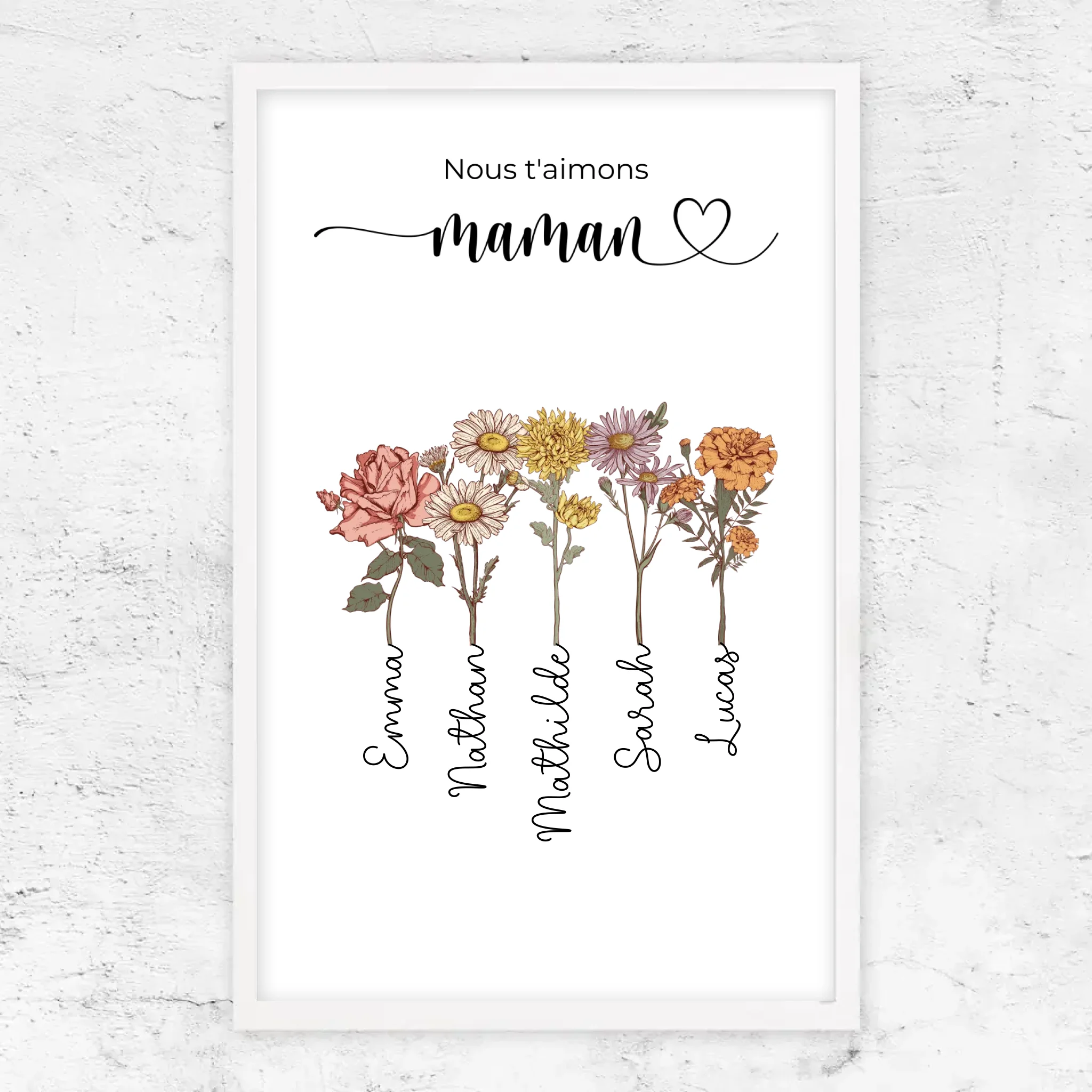 Poster personnalisé "Des fleurs pour maman - Nous t'aimons"