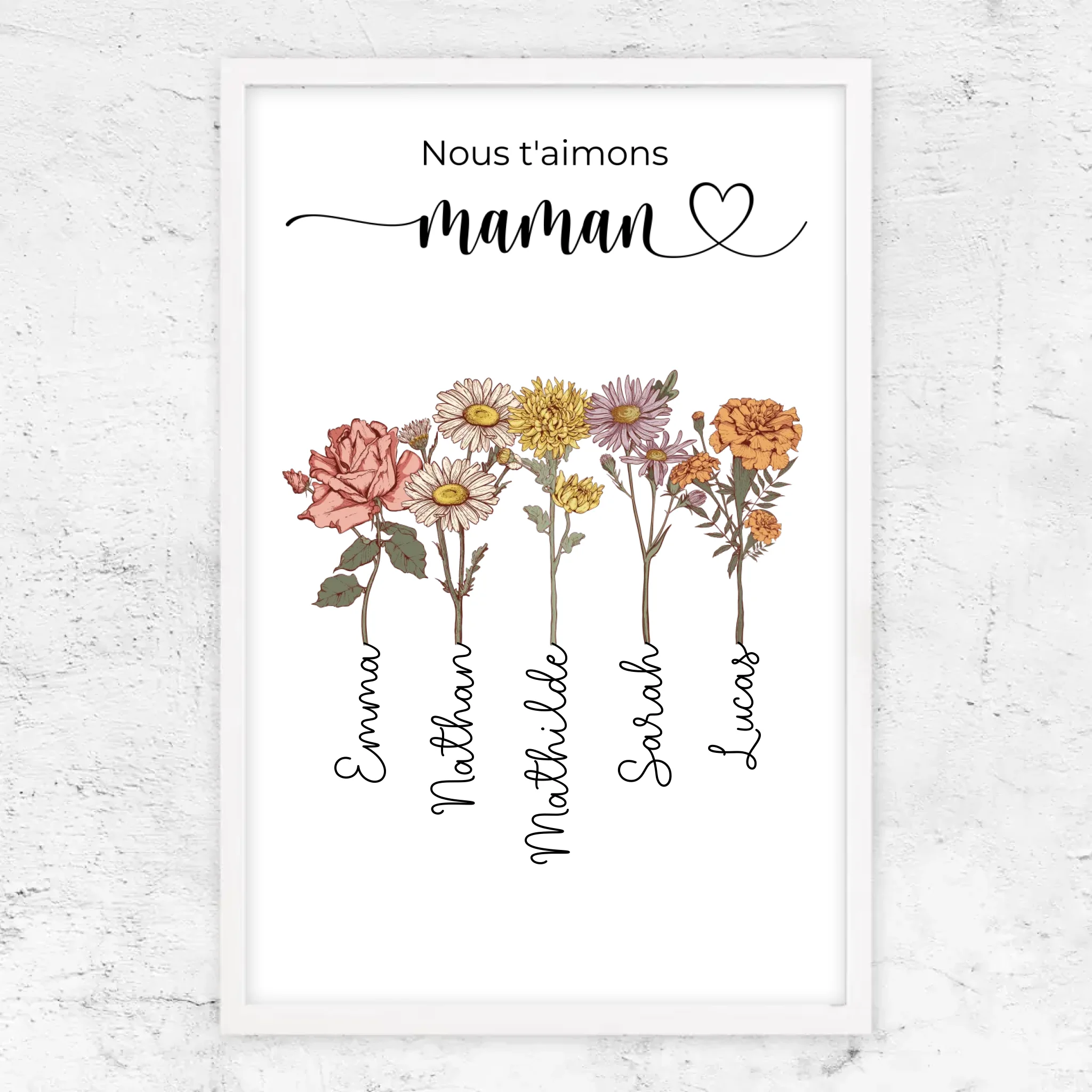 Poster personnalisé "Des fleurs pour maman - Nous t'aimons"