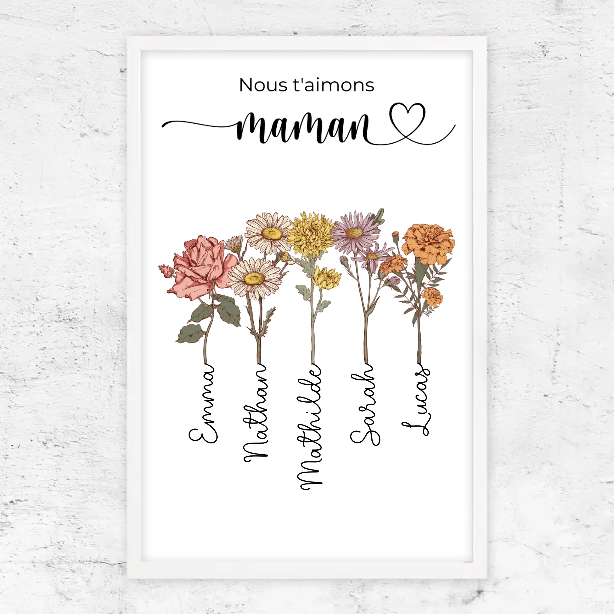 Poster personnalisé "Des fleurs pour maman - Nous t'aimons"