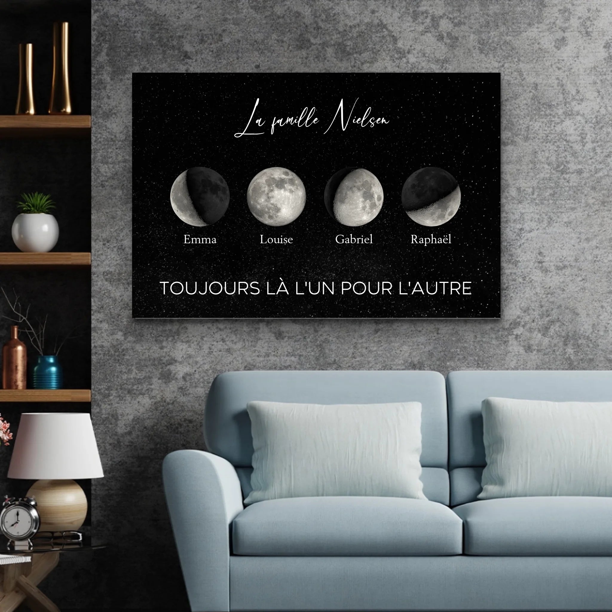 Toile personnalisée "Les phases de la lune pour les familles"
