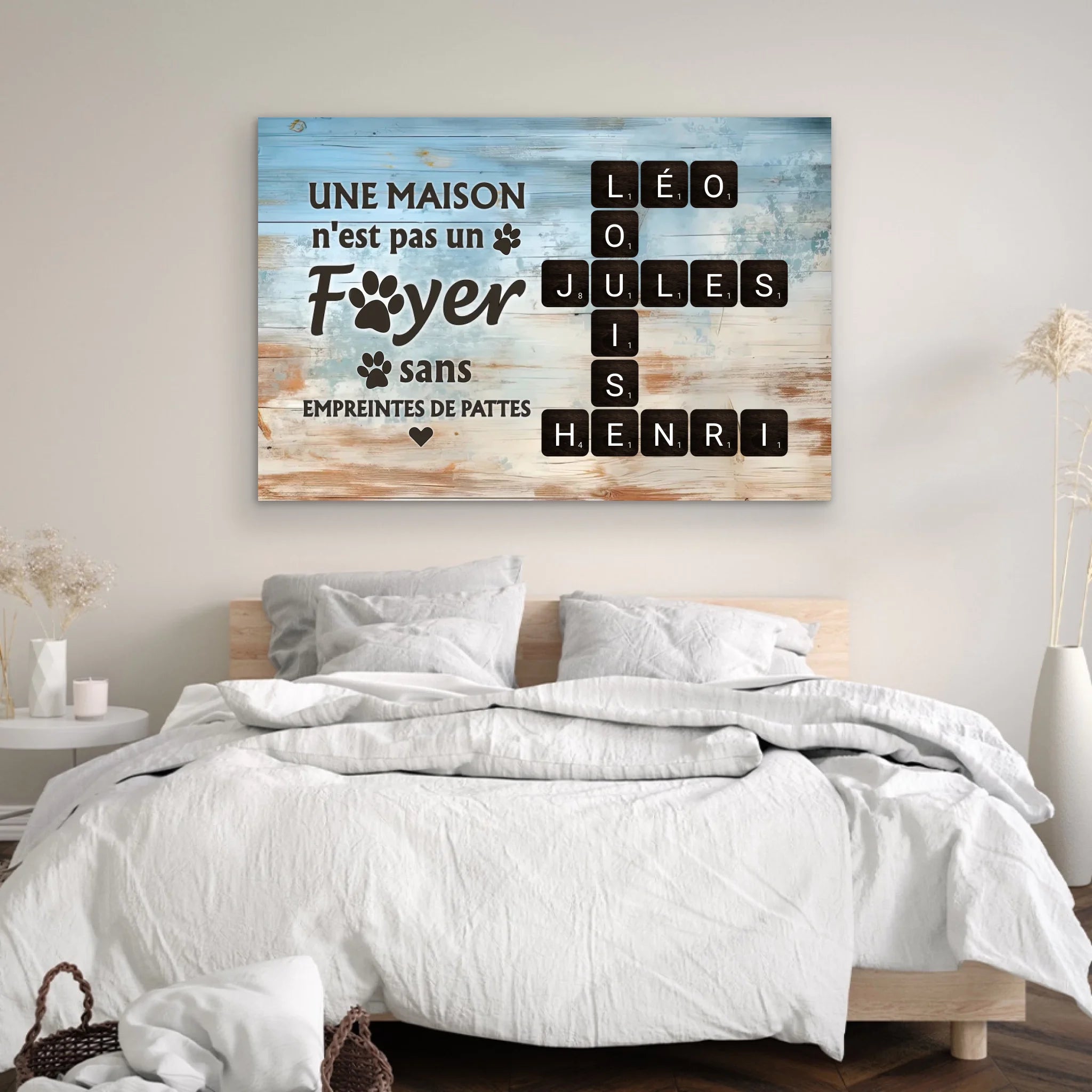 Toile personnalisée "Une maison n'est pas un foyer sans empreintes de pattes"