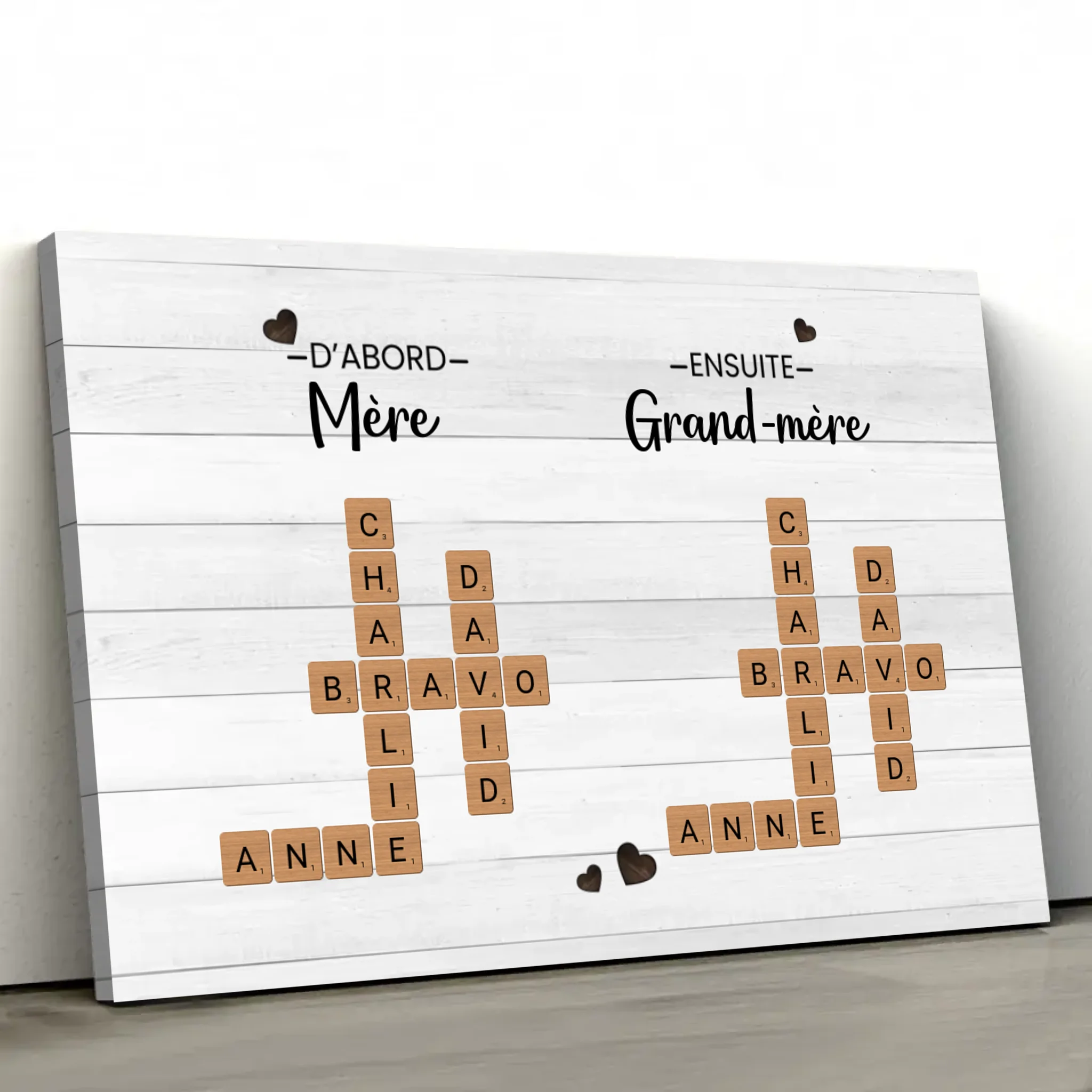 Toile personnalisée “D'abord mère, ensuite grand-mère - Mots croisés”