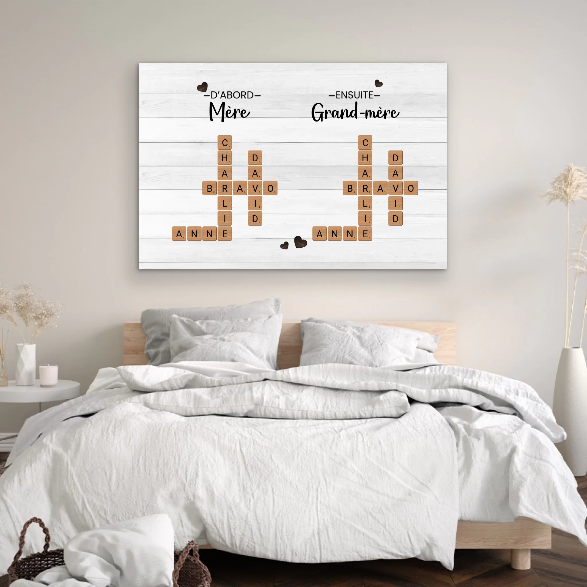 Toile personnalisée “D'abord mère, ensuite grand-mère - Mots croisés”