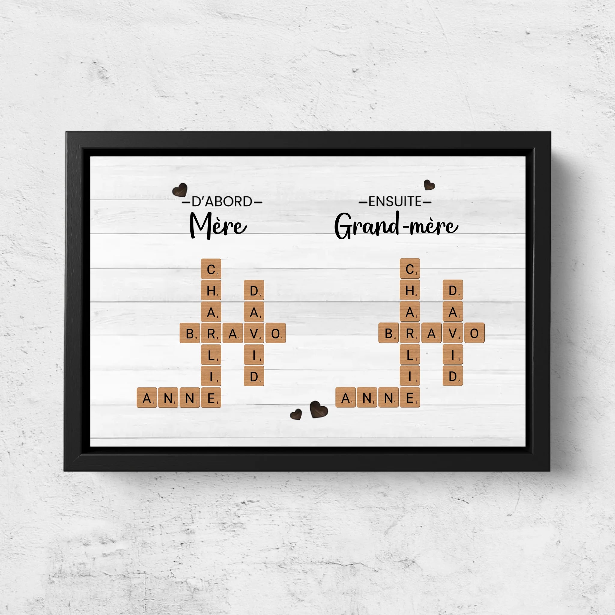 Toile personnalisée “D'abord mère, ensuite grand-mère - Mots croisés”