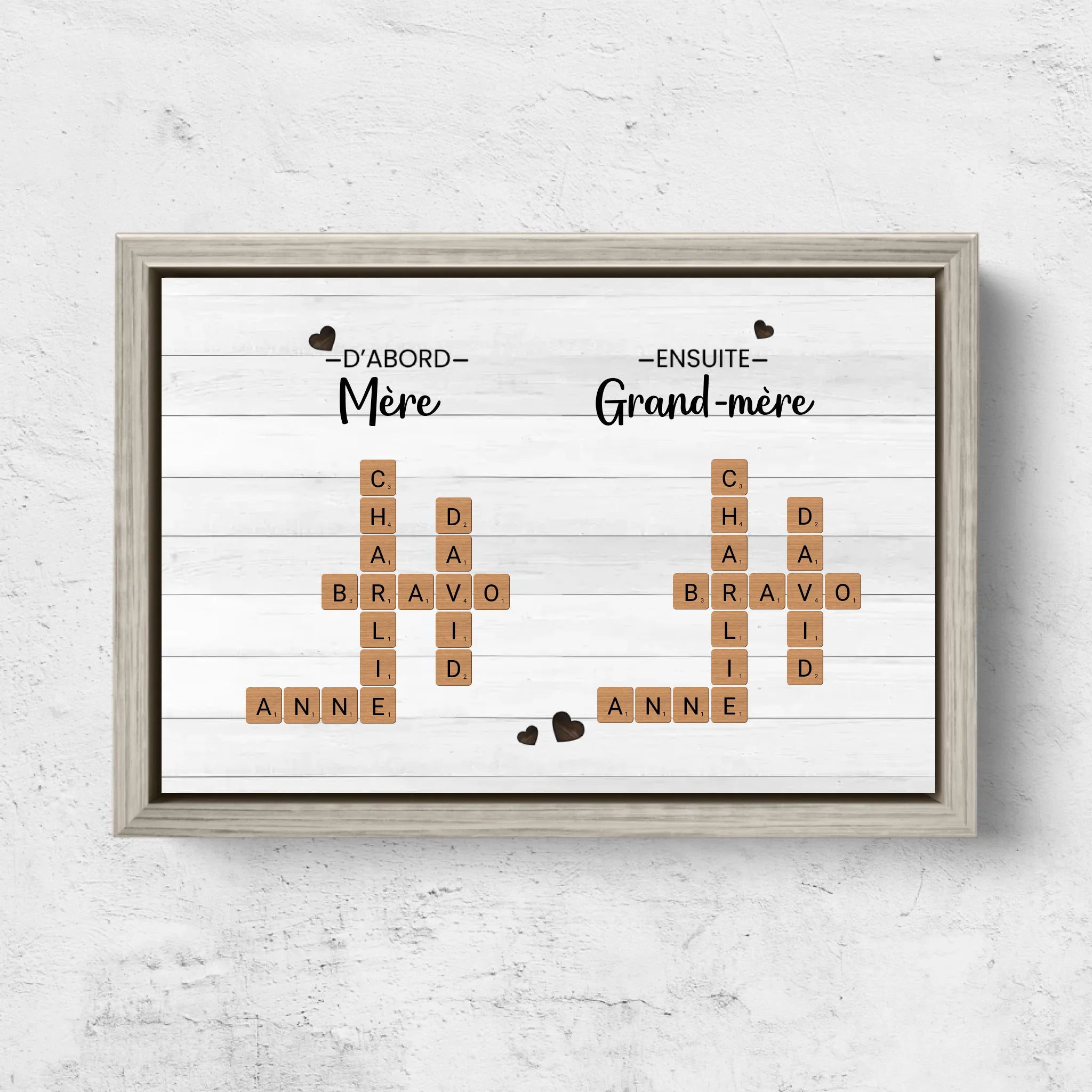 Toile personnalisée “D'abord mère, ensuite grand-mère - Mots croisés”