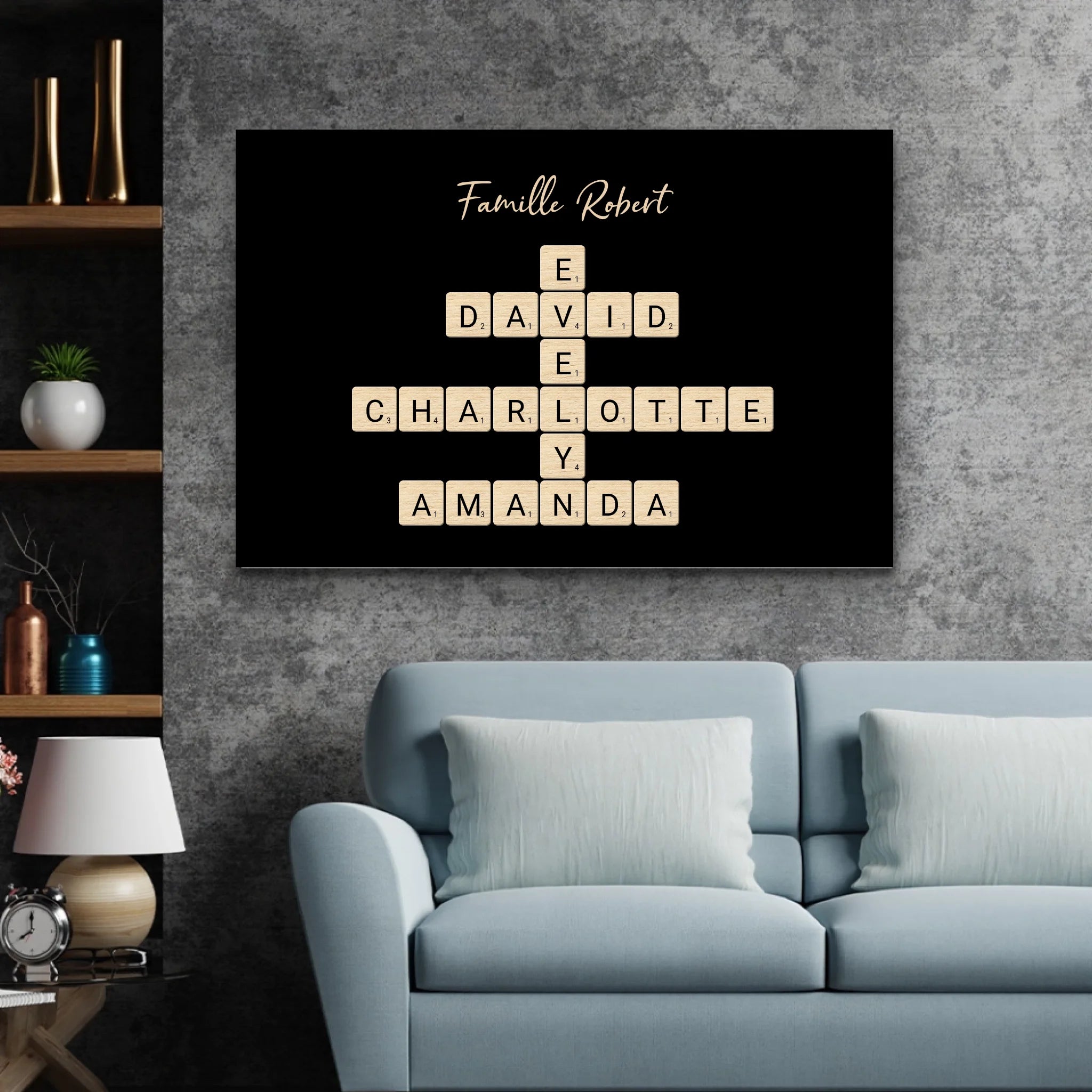 Toile personnalisée “Mots croisés famille - Horizontal”