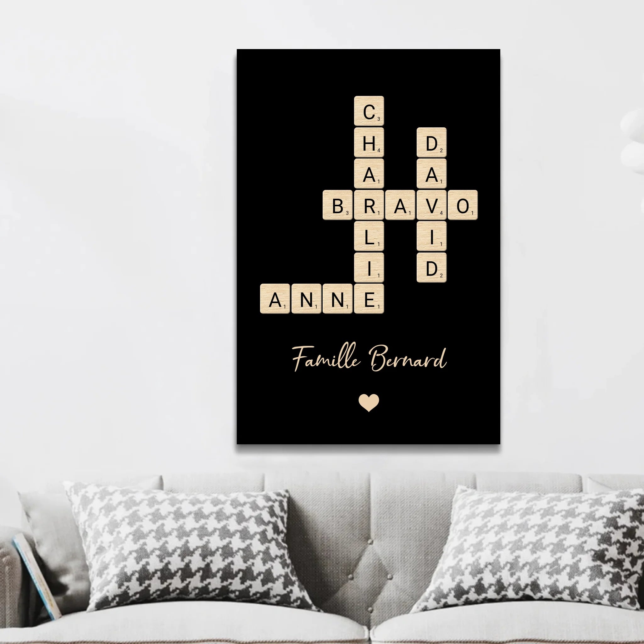 Toile personnalisée “Mots croisés en famille”