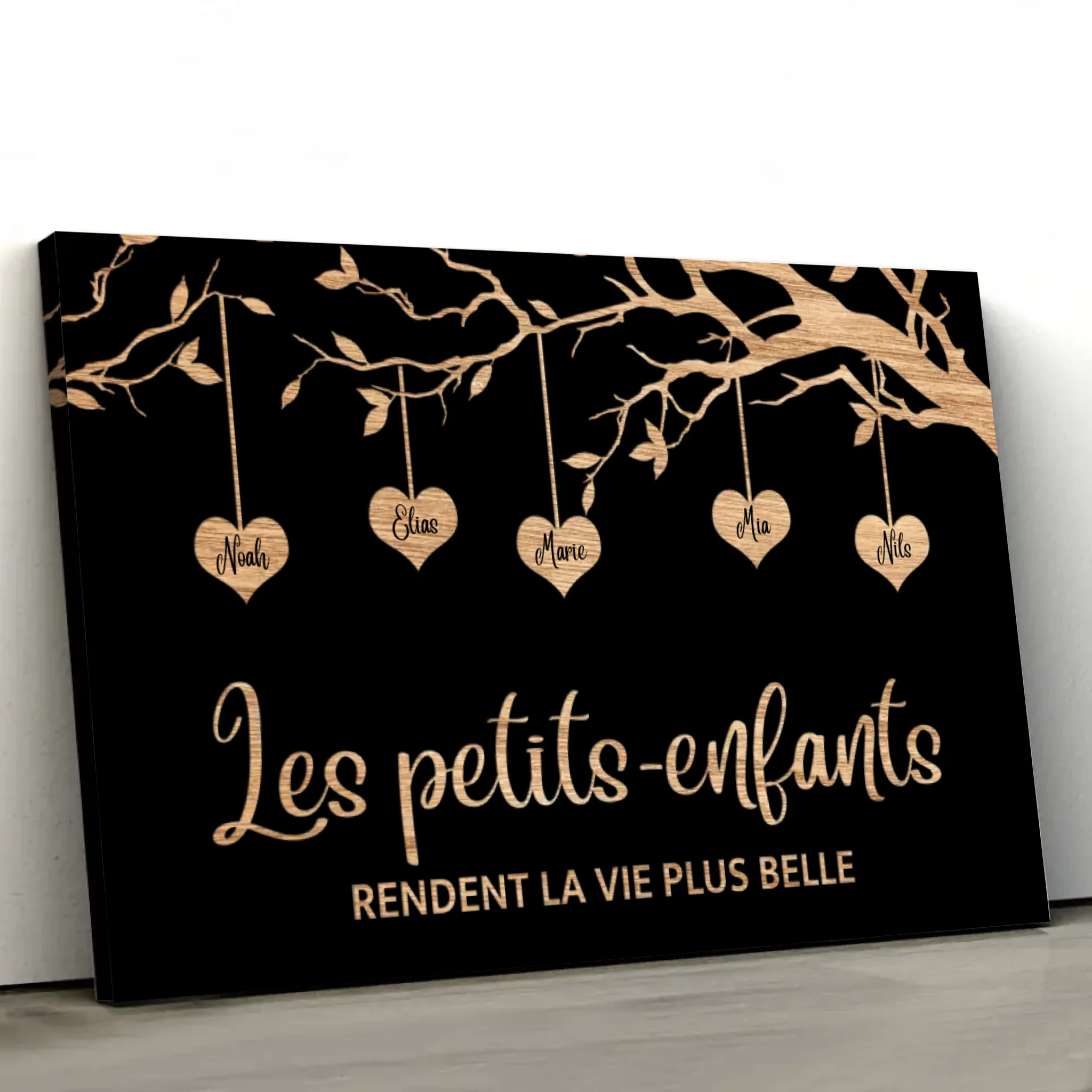 Toile personnalisée "Arbre de famille sur fond noir"