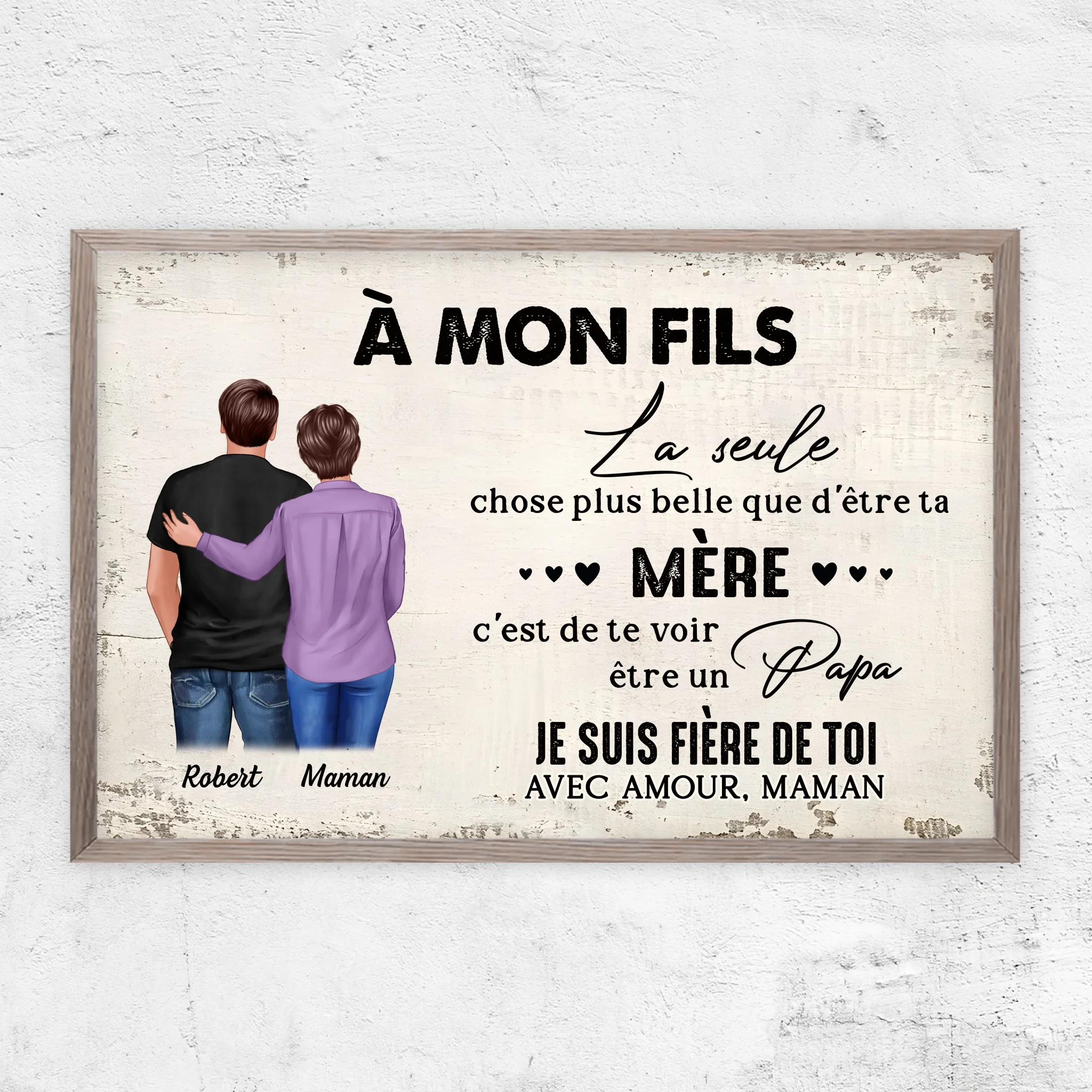Poster personnalisé "De mère en fils - cadeau pour la fête des pères"