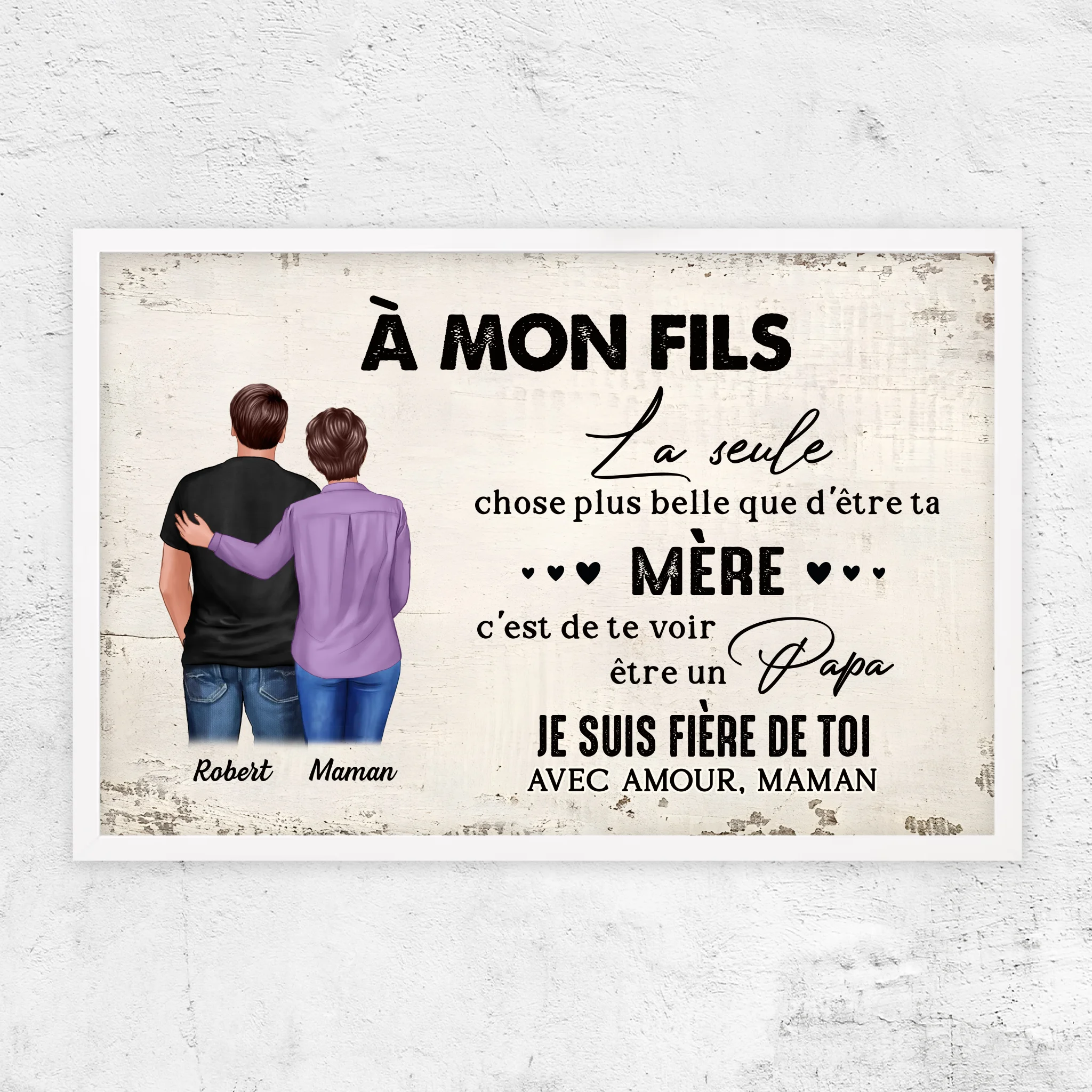 Poster personnalisé "De mère en fils - cadeau pour la fête des pères"