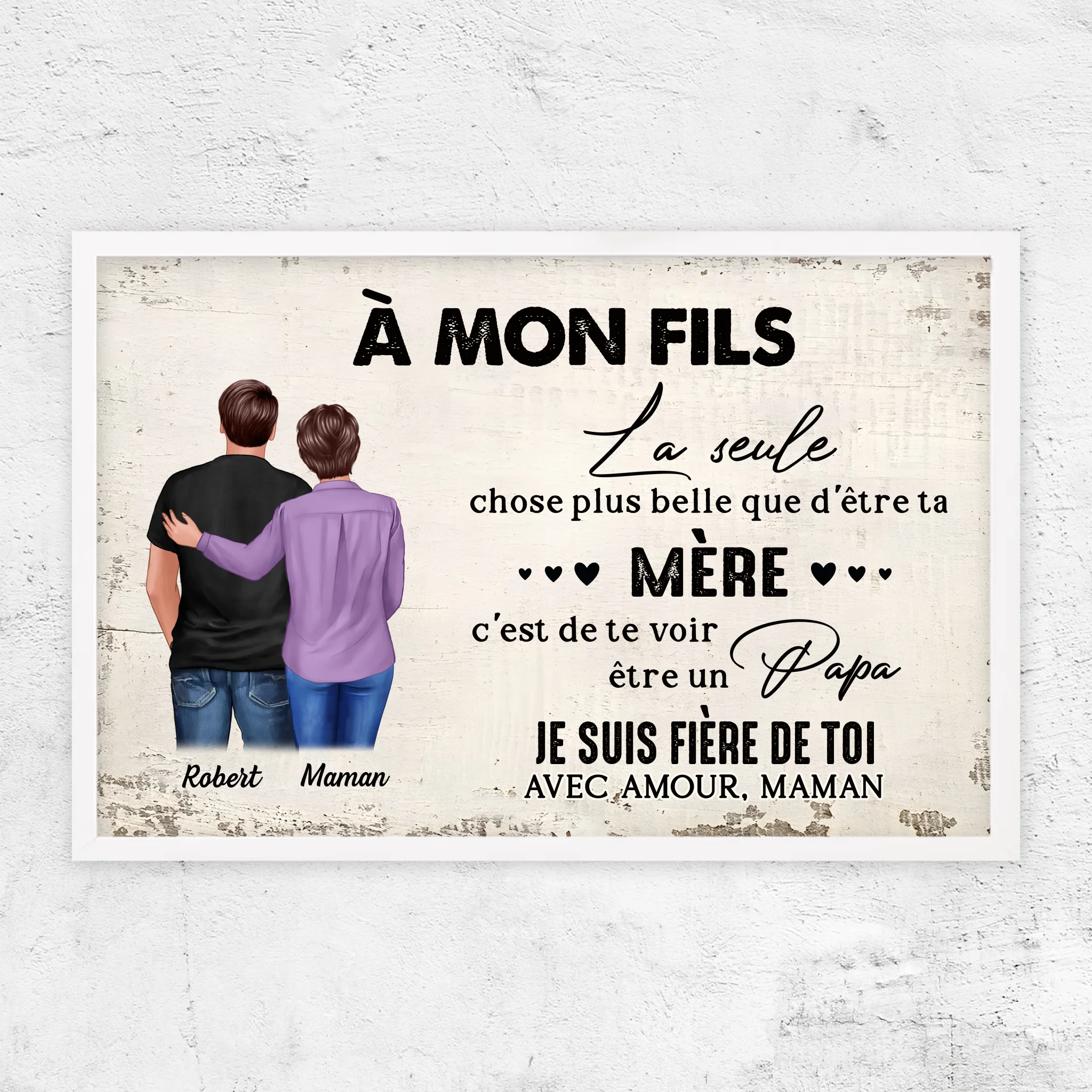 Poster personnalisé "De mère en fils - cadeau pour la fête des pères"
