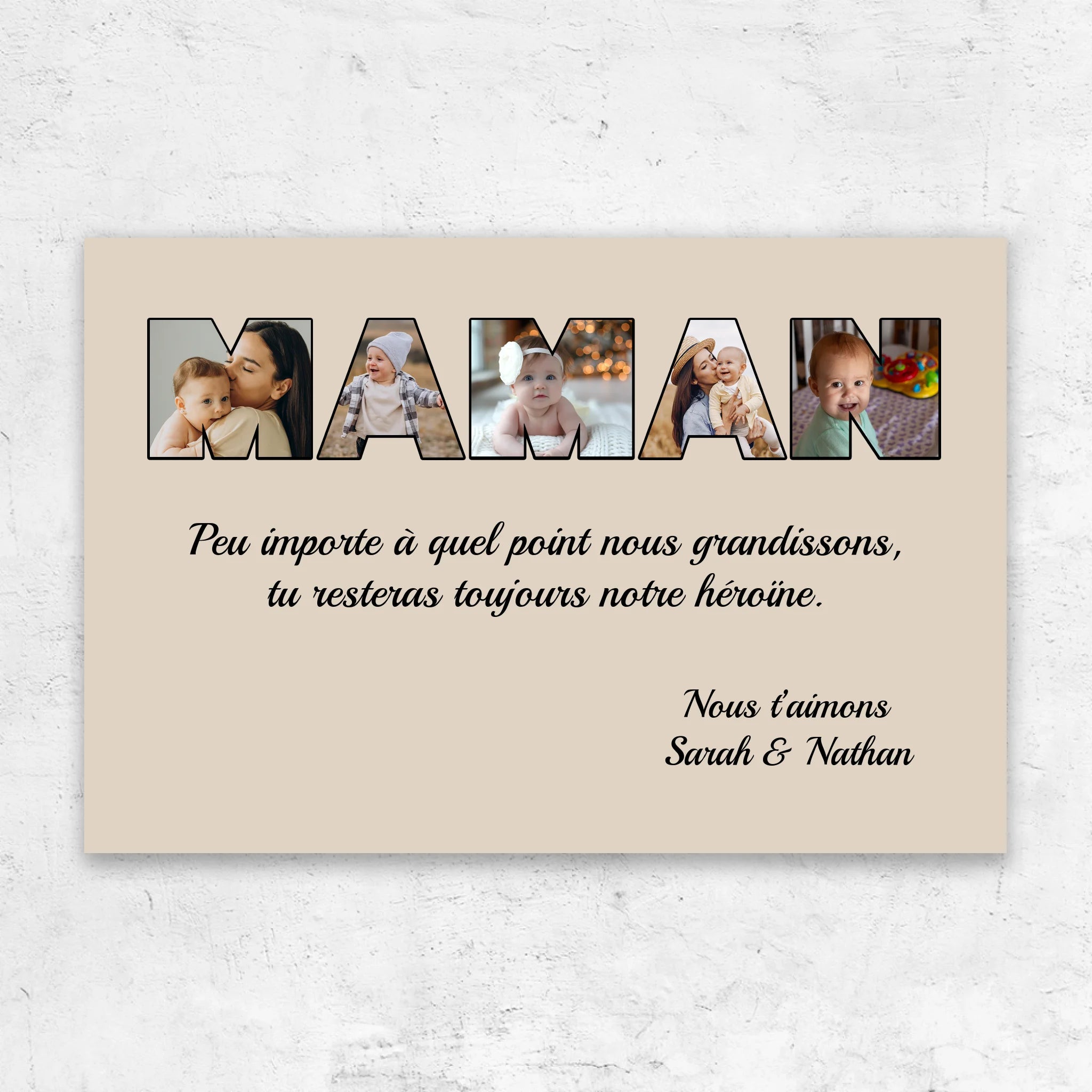 Toile personnalisée "Maman reste mon héroïne"