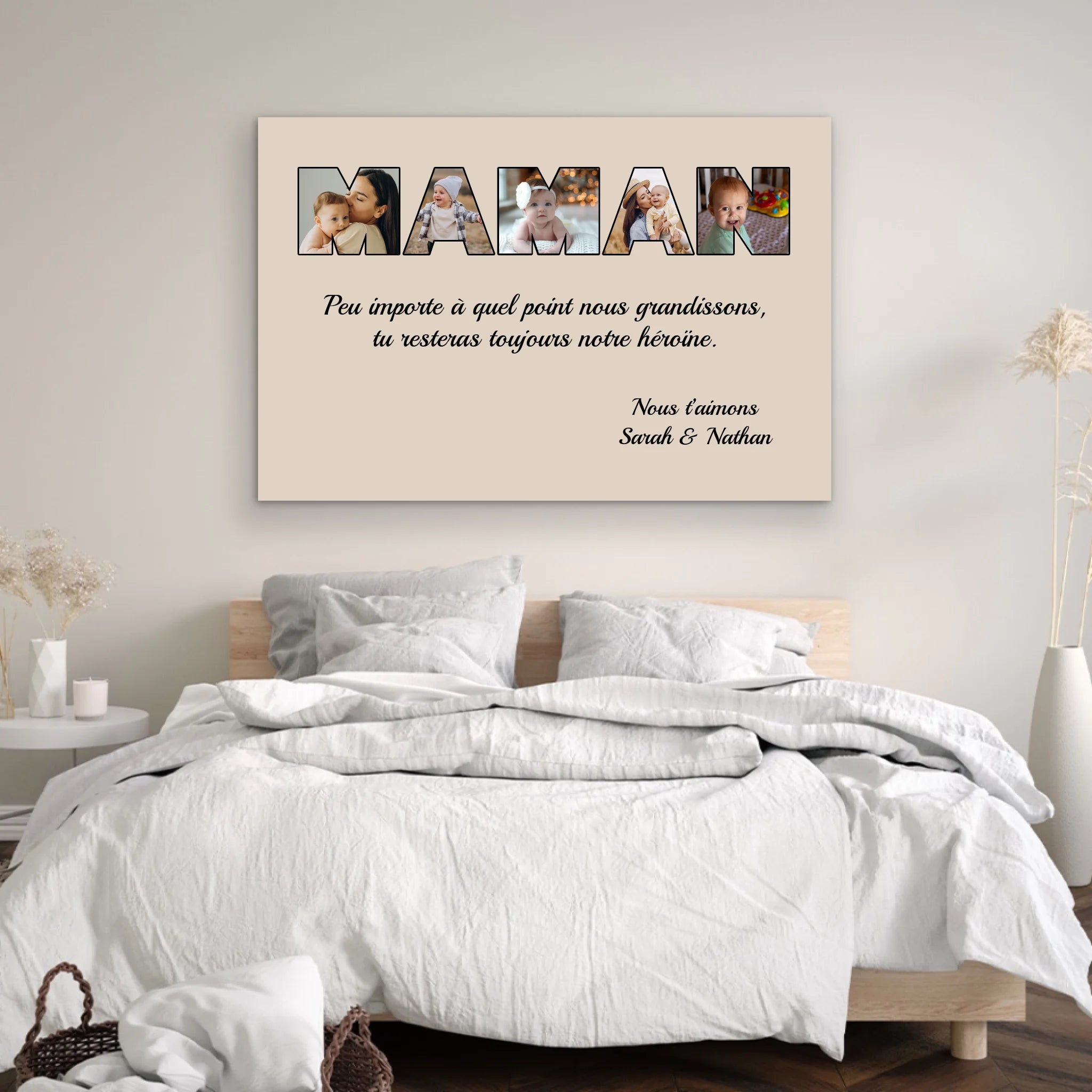 Toile personnalisée "Maman reste mon héroïne"