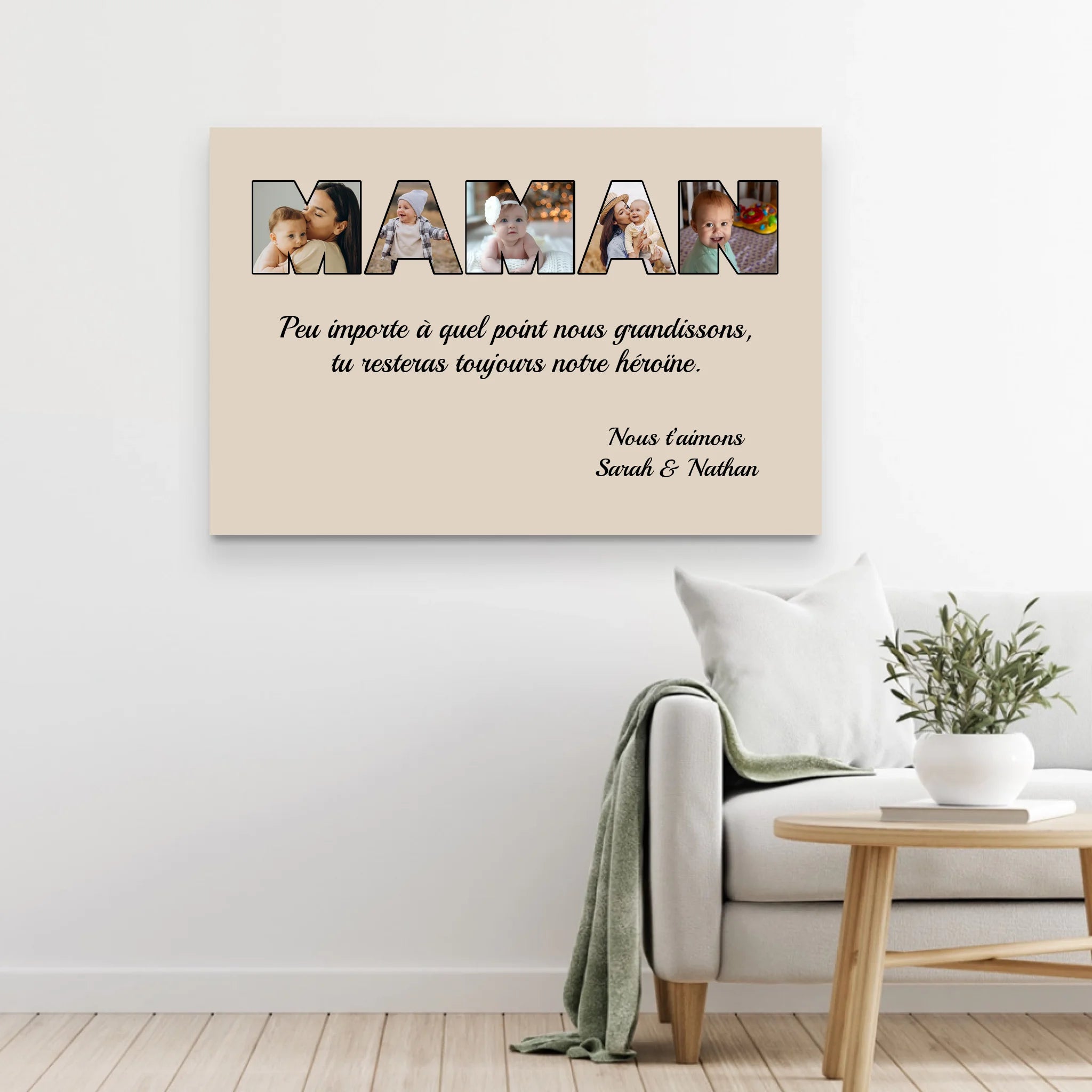 Toile personnalisée "Maman reste mon héroïne"