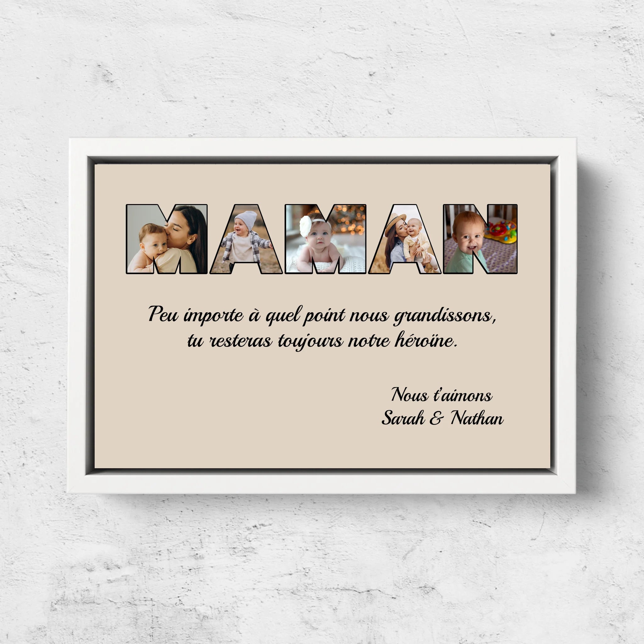 Toile personnalisée "Maman reste mon héroïne"